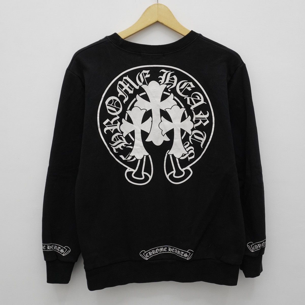 Gothic Cross Chrome Hearts Parody Black Crewneck