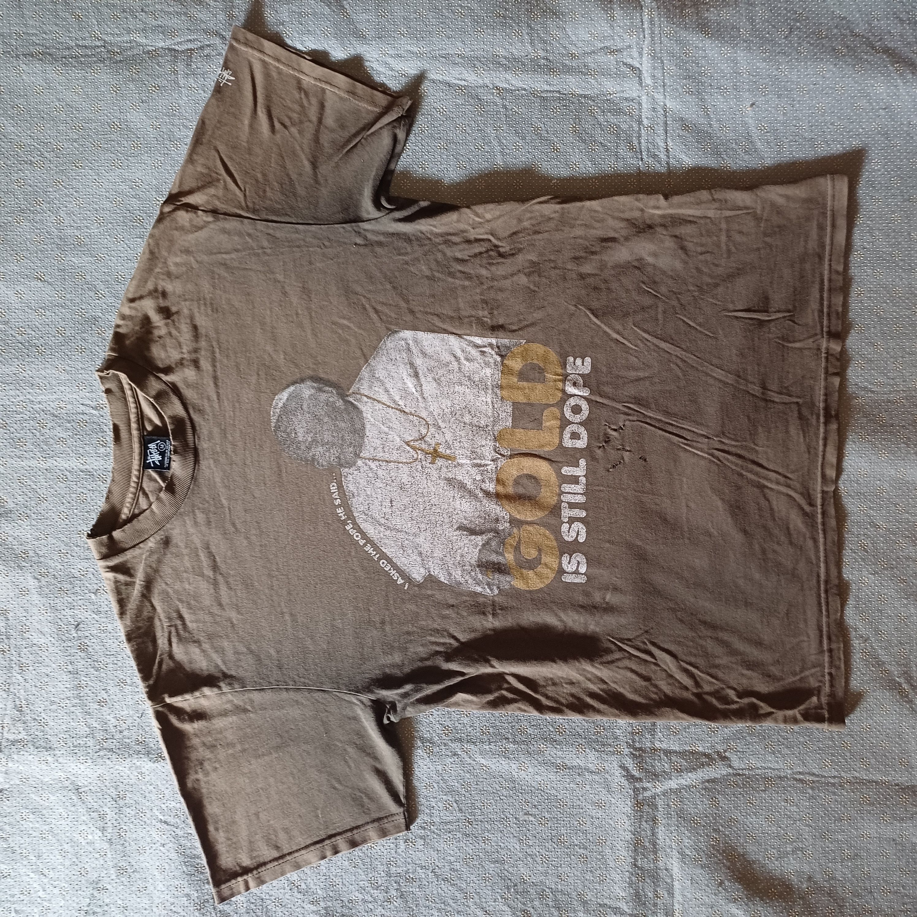 【OLD STUSSY】Stussy Pope Gold Still  Tee Stussy Pope Gold Still Dope Tee White Limited Edition