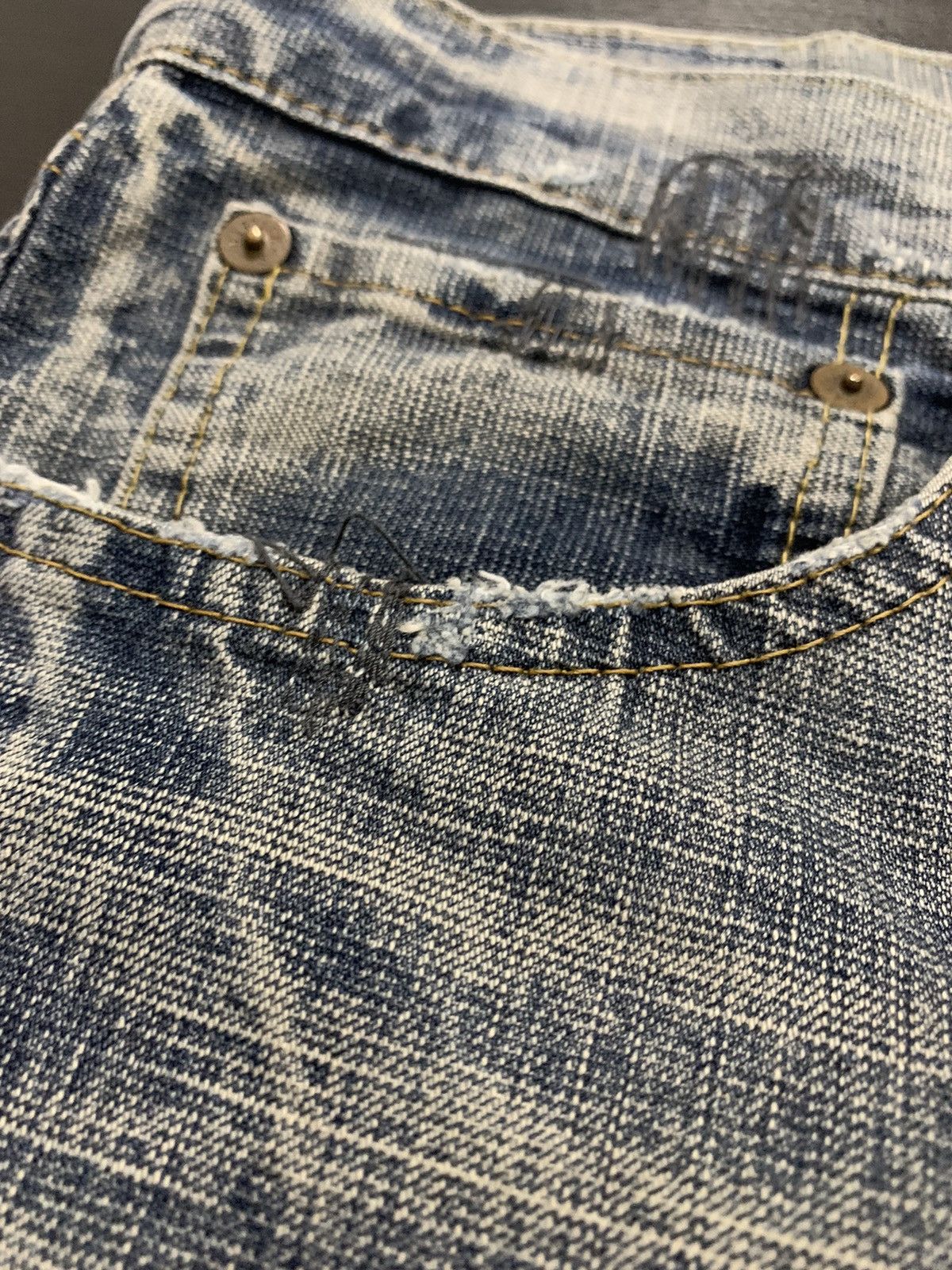 Japanese Brand BARTACK Distressed Denim Size US 34 / EU 50 - 19 Thumbnail