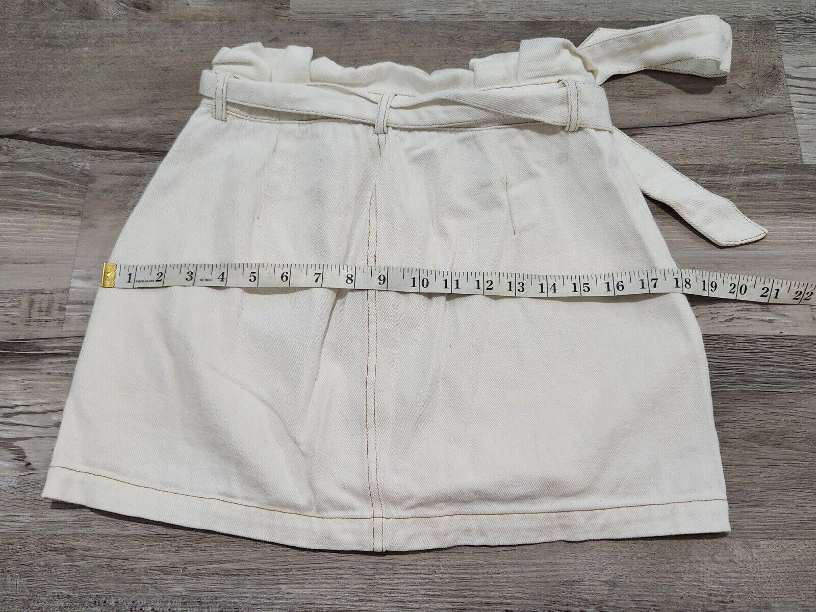 Designer Altar'd State Denim Skirt White Medium Belted Scrunch Waist Size 32" / US 10 / IT 46 - 5 Thumbnail