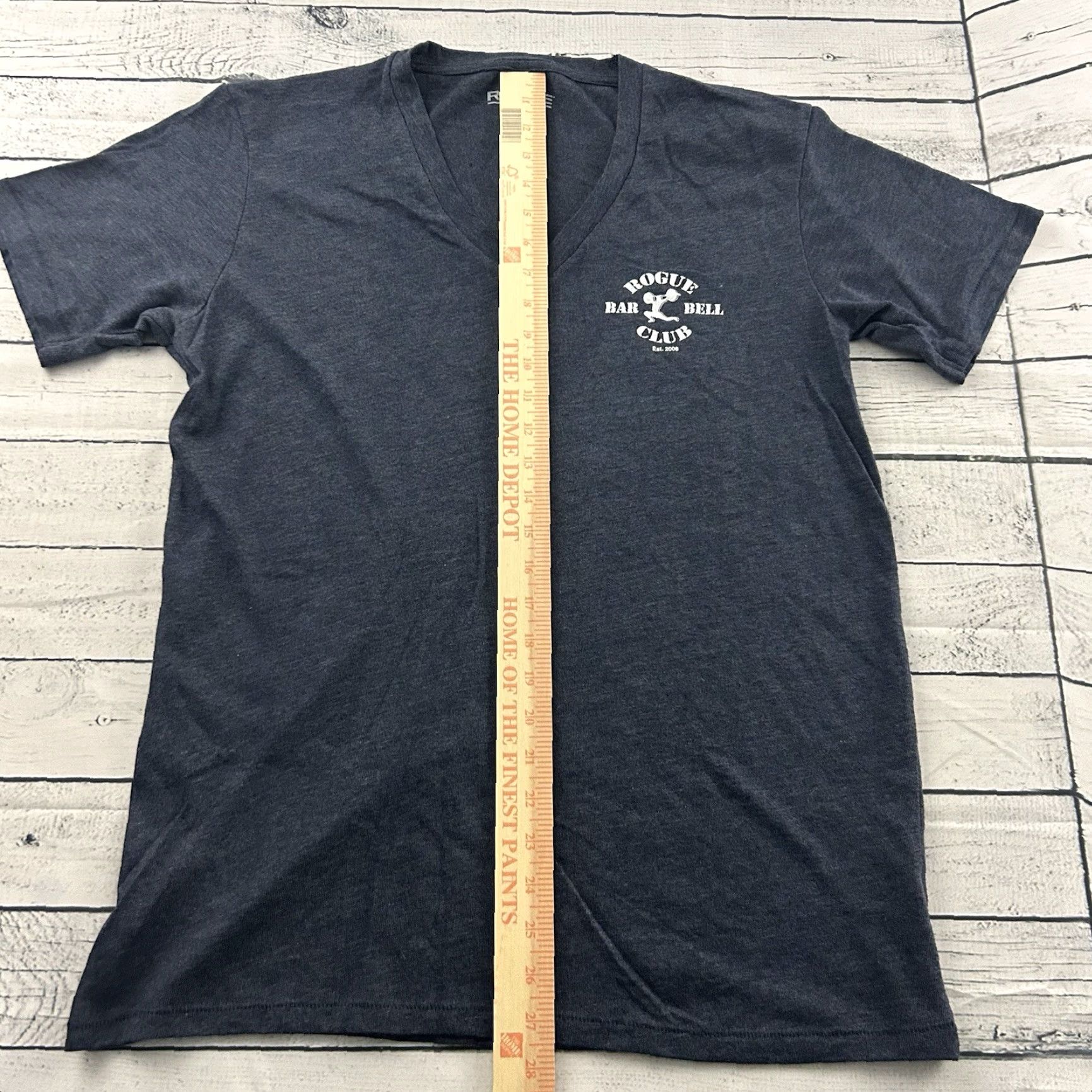 Bell Rogue Fitness Bar Bell Club V Neck Short Sleeve T Shirt Women's Large Blue Size L / US 10 / IT 46 - 4 Thumbnail