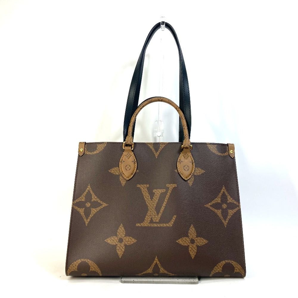 Louis Vuitton M45321 Monogram Giant On The Go Mm Briefcase Double Shoulder Bag Shawl Tote Canvas Women Brown
