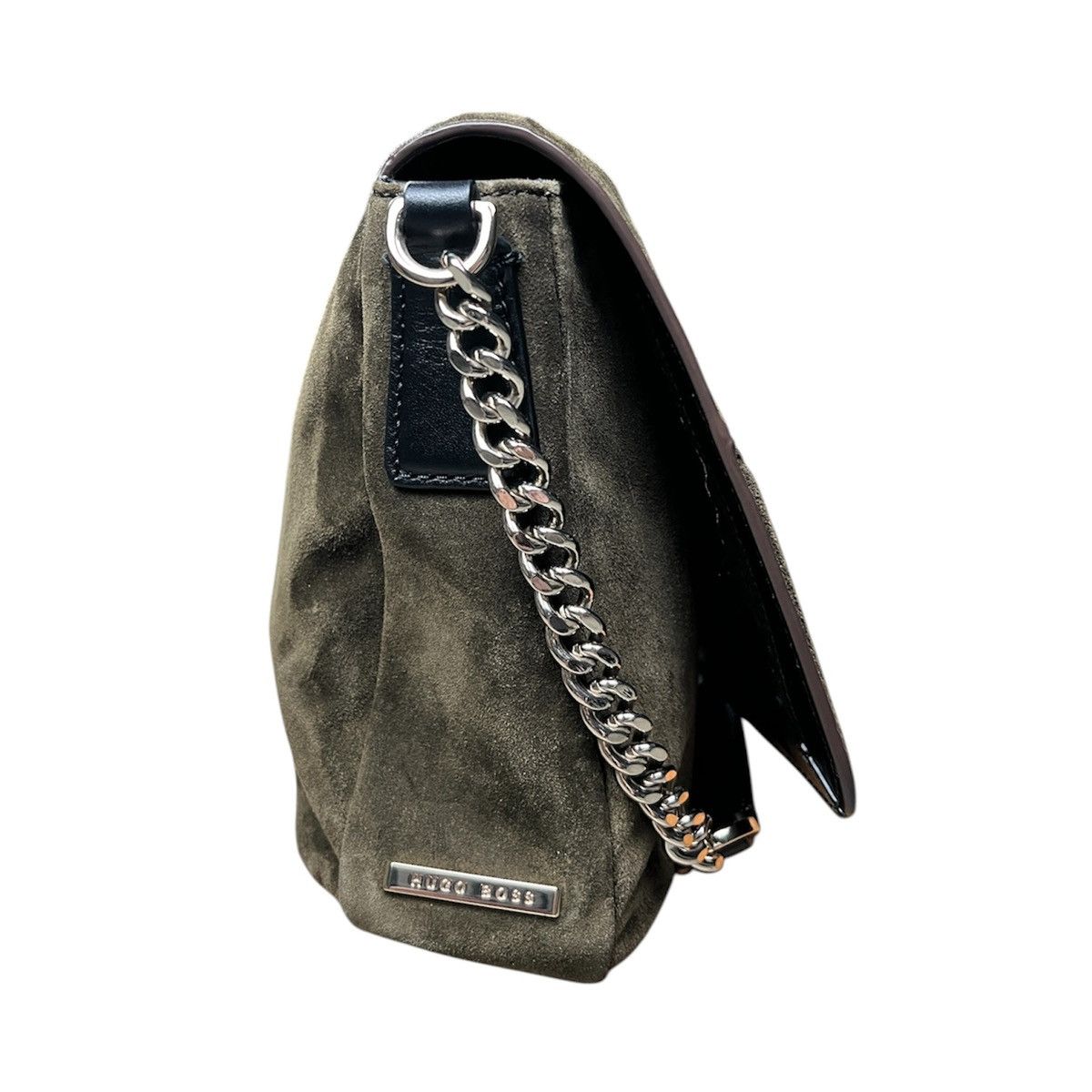 Hugo Boss Hugo Boss Victoria Suede & Leather Crossbody Bag Khaki Olive Size ONE SIZE - 4 Thumbnail