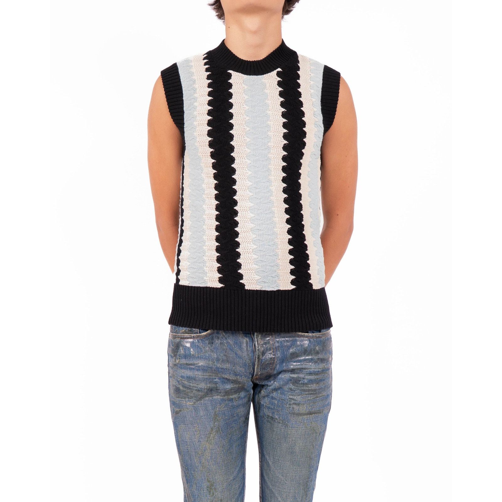 Calvin Klein 205W39NYC SS19 Sleeveless Vest in Multicolor Wool Knit Size US XS / EU 42 / 0 - 3 Thumbnail