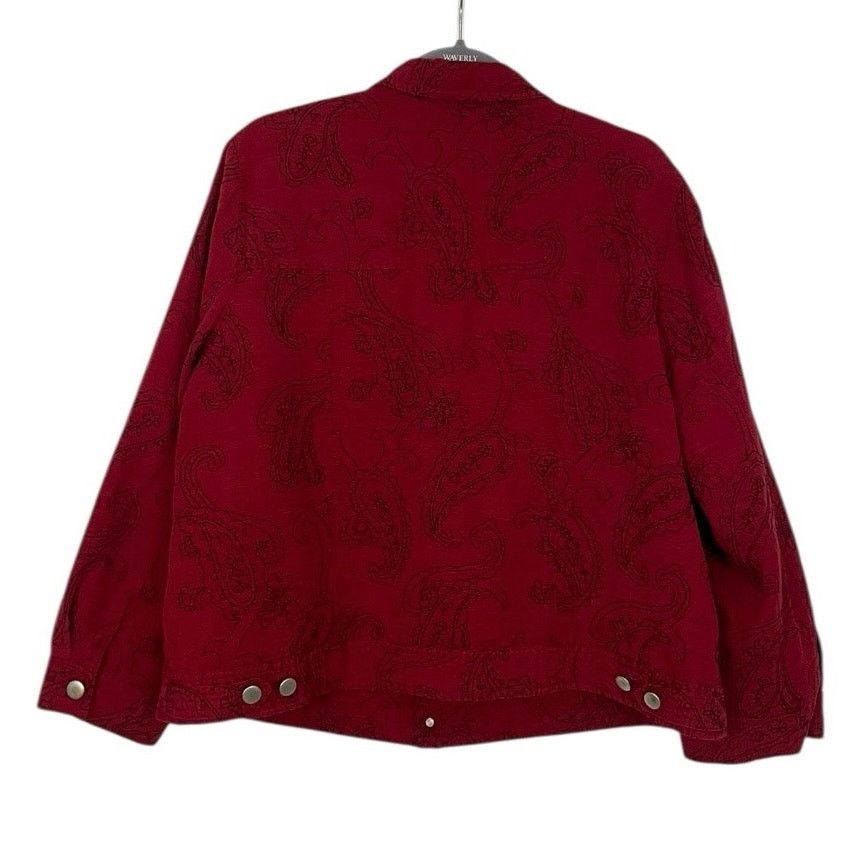 Vintage Silk Land Vtg Red & Black Paisley Embroidered Jacket Size XL / US 12-14 / IT 48-50 - 4 Thumbnail