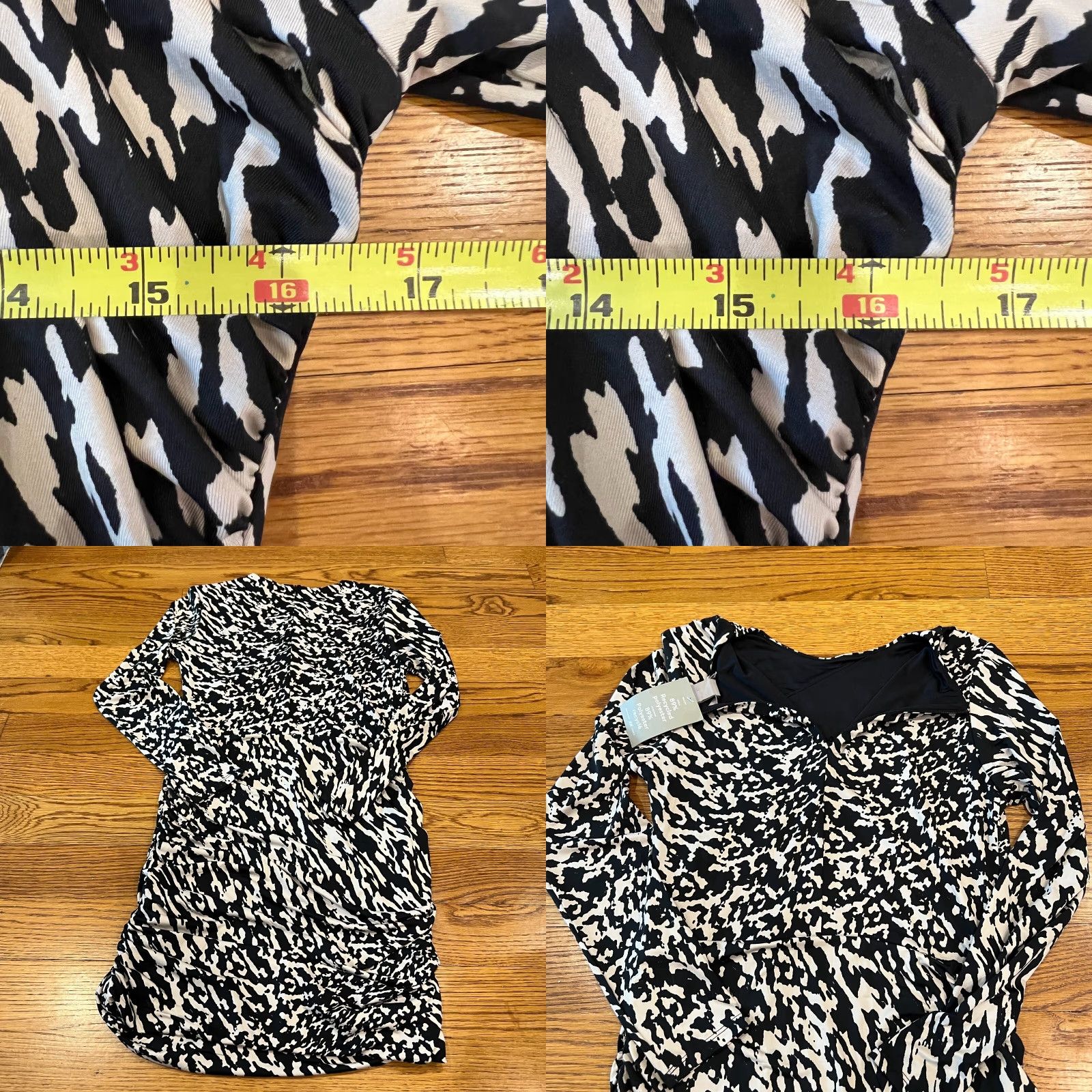 H&M VINTAGE H&M Bodycon Dress Midi Long Sleeve Jersey Black Beige Size Medium Womens Classic Sexy Fall Spring Summer Size M / US 6-8 / IT 42-44 - 8 Thumbnail