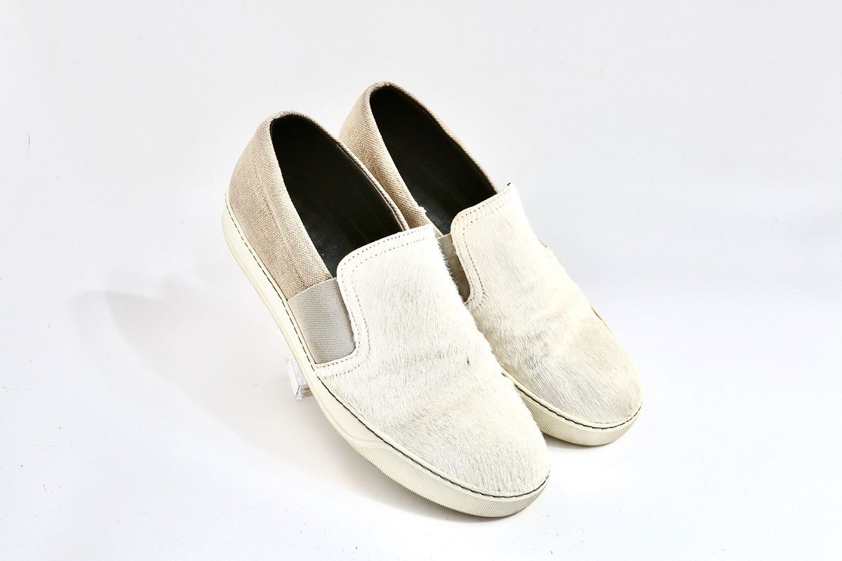 image of Lanvin Ponyhair Slip-On Sneakers in Offwhite, Men's (Size 11)