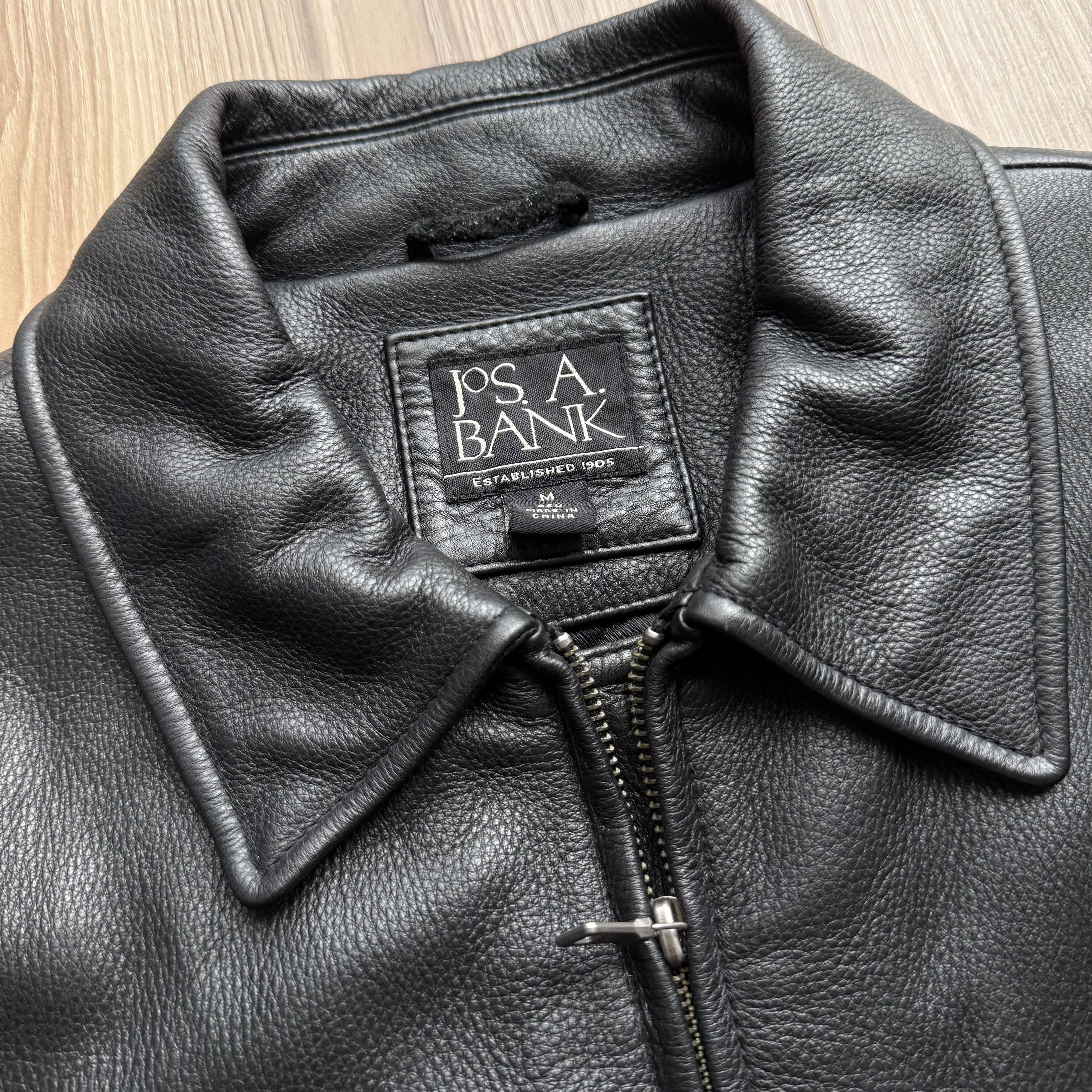 Jos. A. Bank × Vintage Collared Zip Up Leather Jacket Size US M / EU 48-50 / 2 - 2 Thumbnail