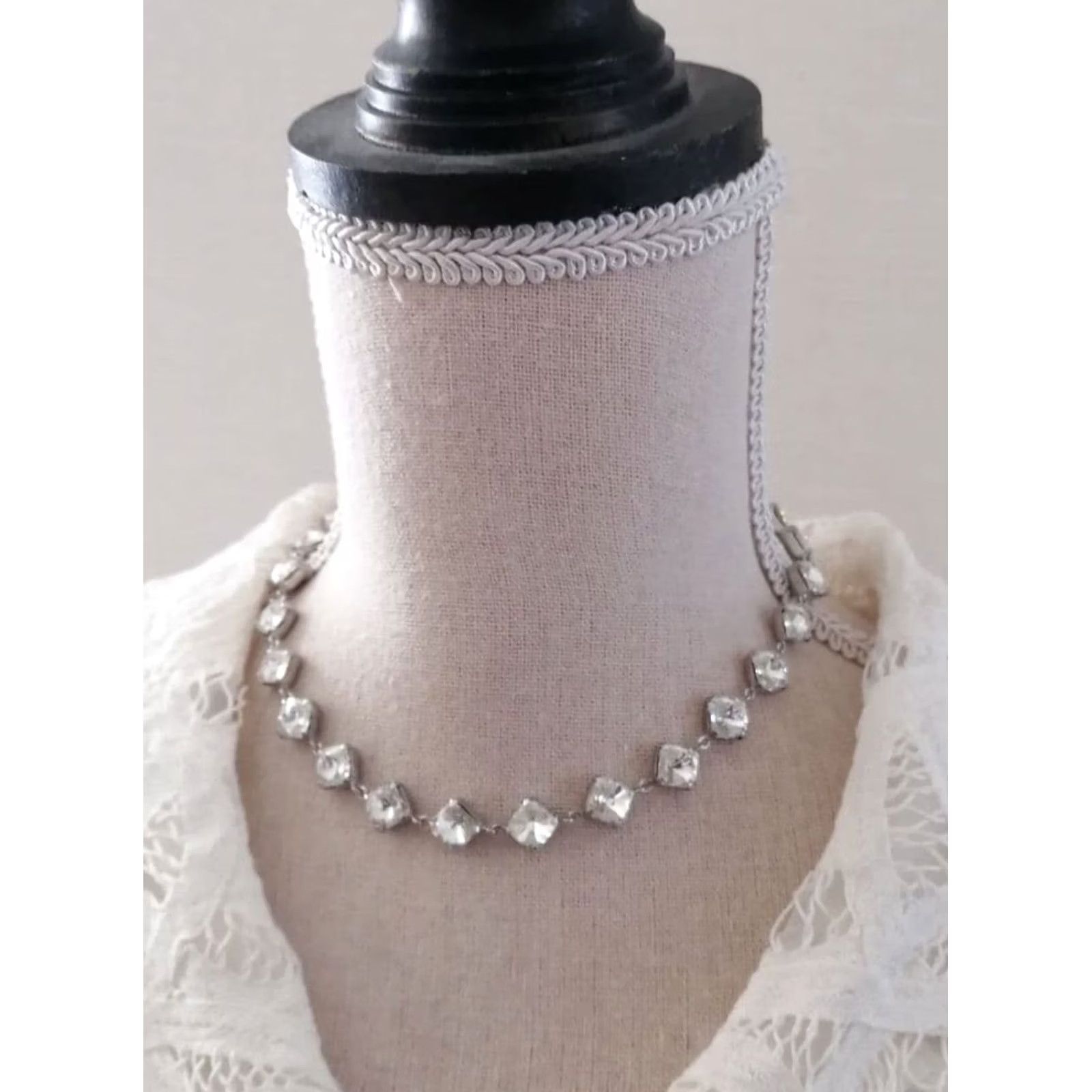 Thierry Mugler VINTAGE Thierry Mugler Modern Womens 40cm Silver Necklace Crystal Diamond Cut Design Used From Size ONE SIZE - 2 Thumbnail
