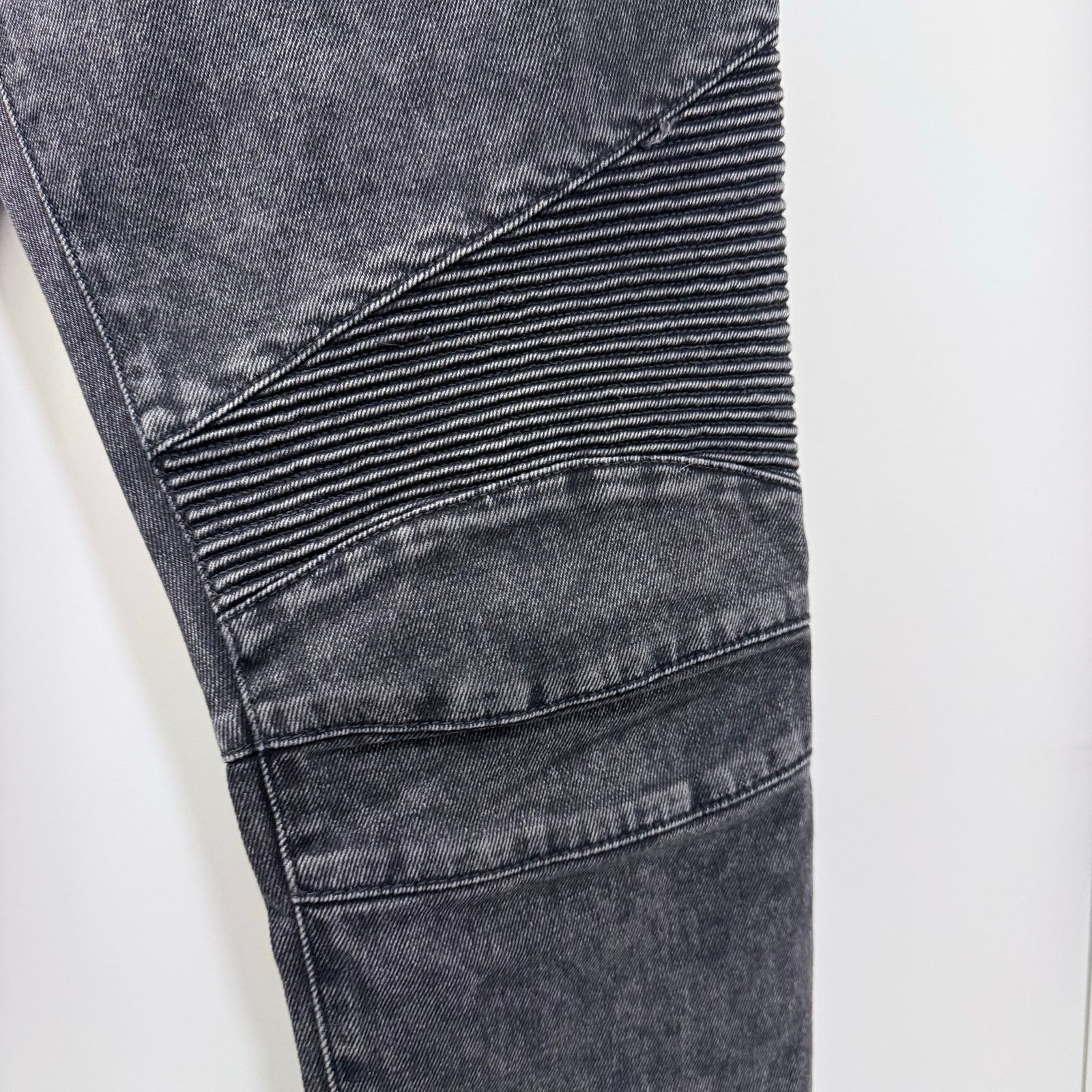 Balmain NWT $1350 Value Balmain Biker Jeans Washed Black Moto Denim Size US 33 - 4 Thumbnail