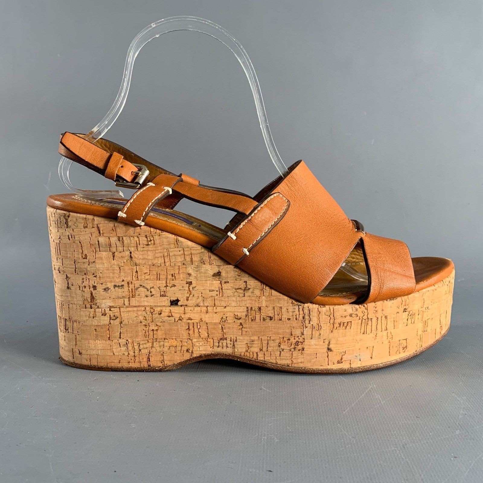 Ralph Lauren RALPH LAUREN Size 10 Tan Natural Leather Platform Sandals Size US 10 / IT 40 - 2 Thumbnail