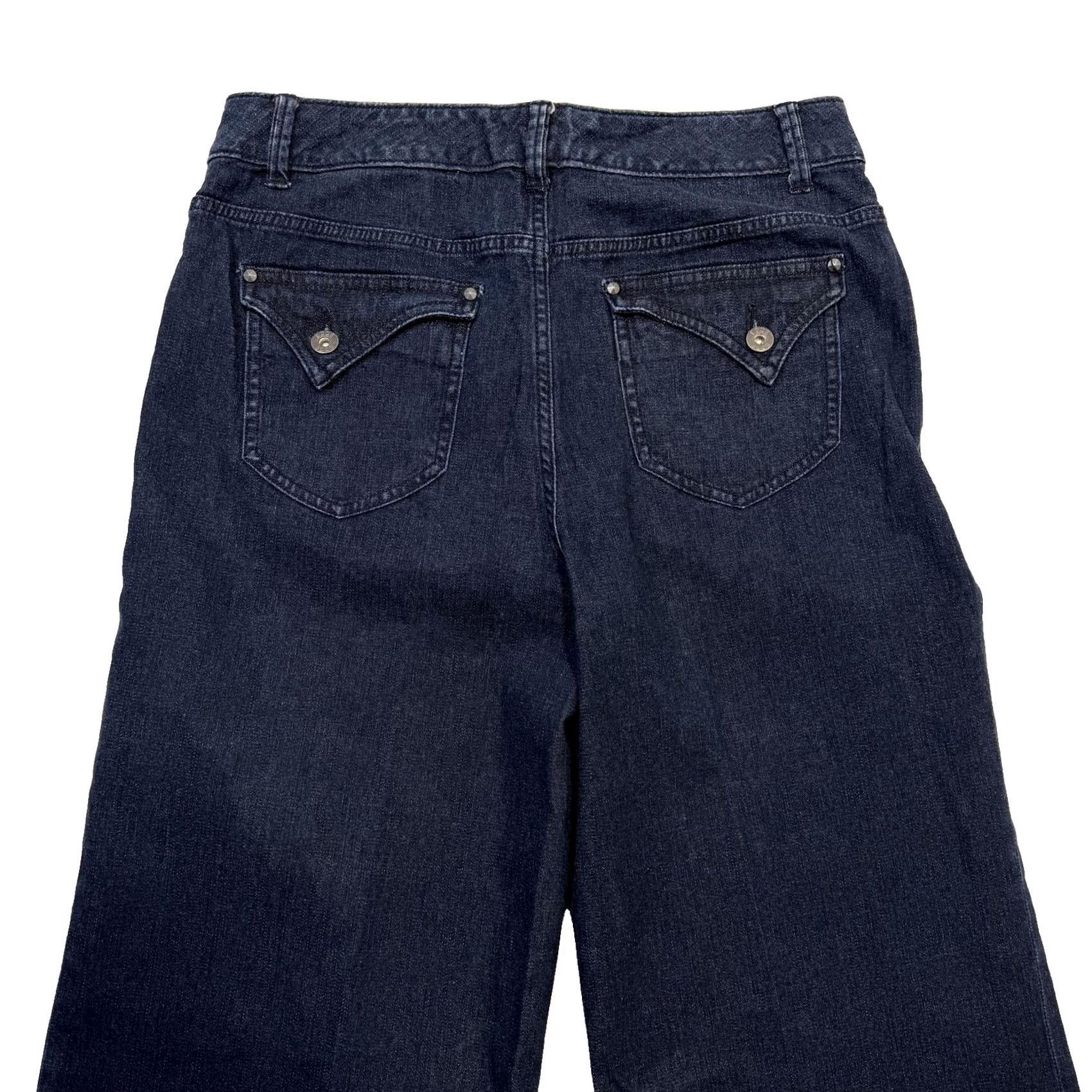 Vintage EDGE BY JEN RADE Jeans Womens 10 Blue Dark Wash High Rise Wide Leg Stretch Size 32" / US 10 / IT 46 - 5 Thumbnail