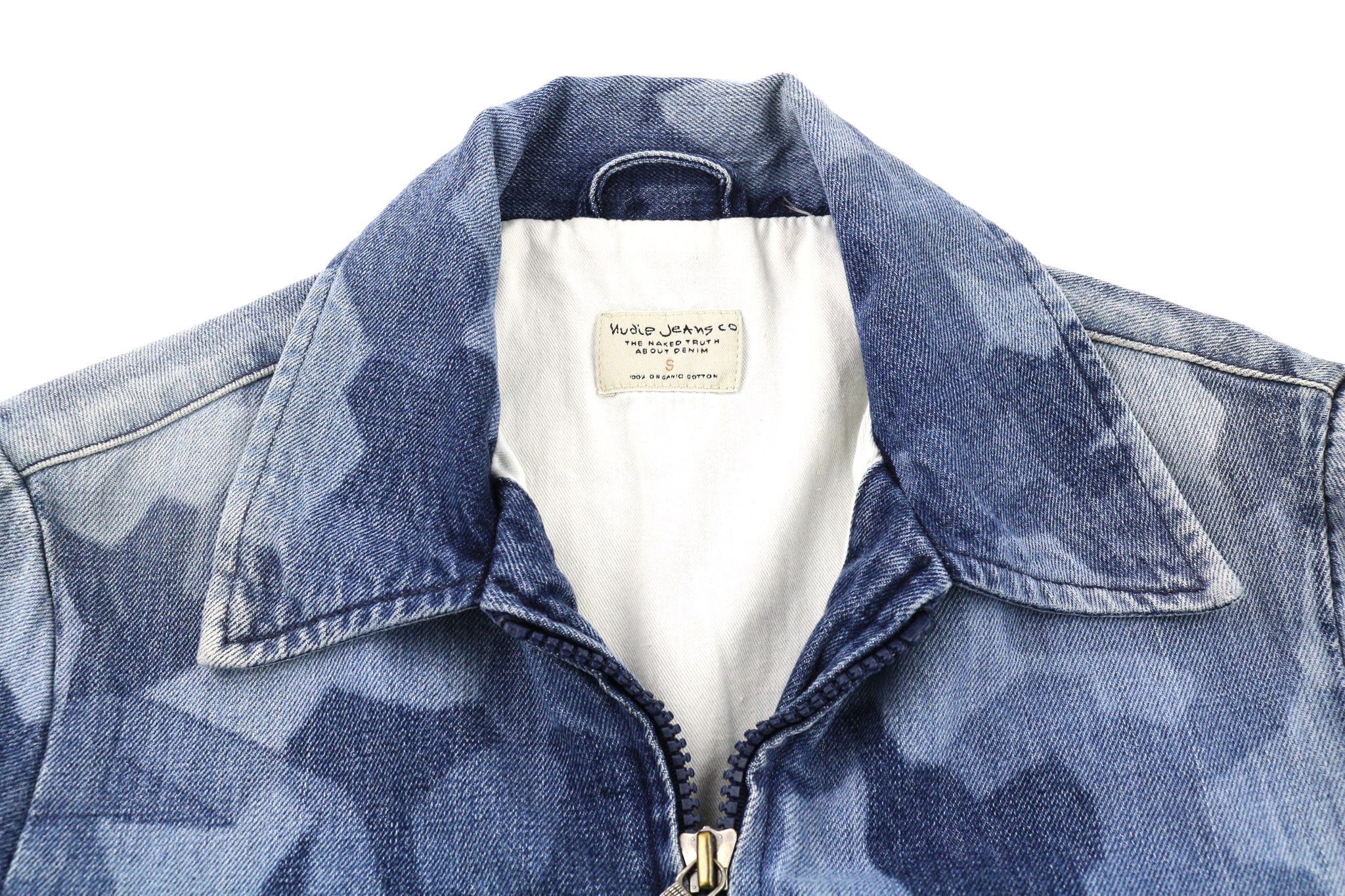 Nudie Jeans GUDRUN CAMO DENIM S Blue Cotton Bomber Jacket 81103 Size S / US 4 / IT 40 - 5 Thumbnail