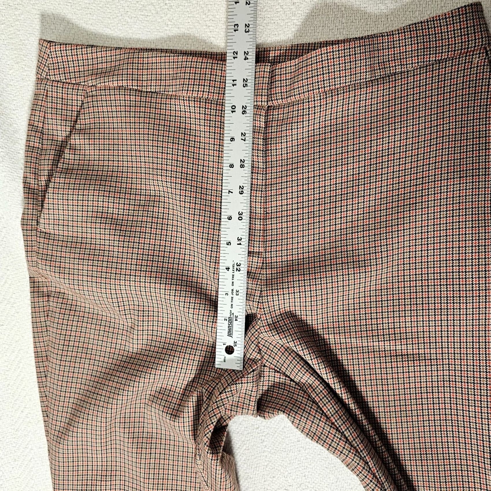 Vince Camuto Vince Camuto Dress Pants Women Houndstooth High Waist Straight Leg Beige Size 12 Regular Inseam 29 Beige Size 34" / US 12 / IT 48 - 5 Thumbnail
