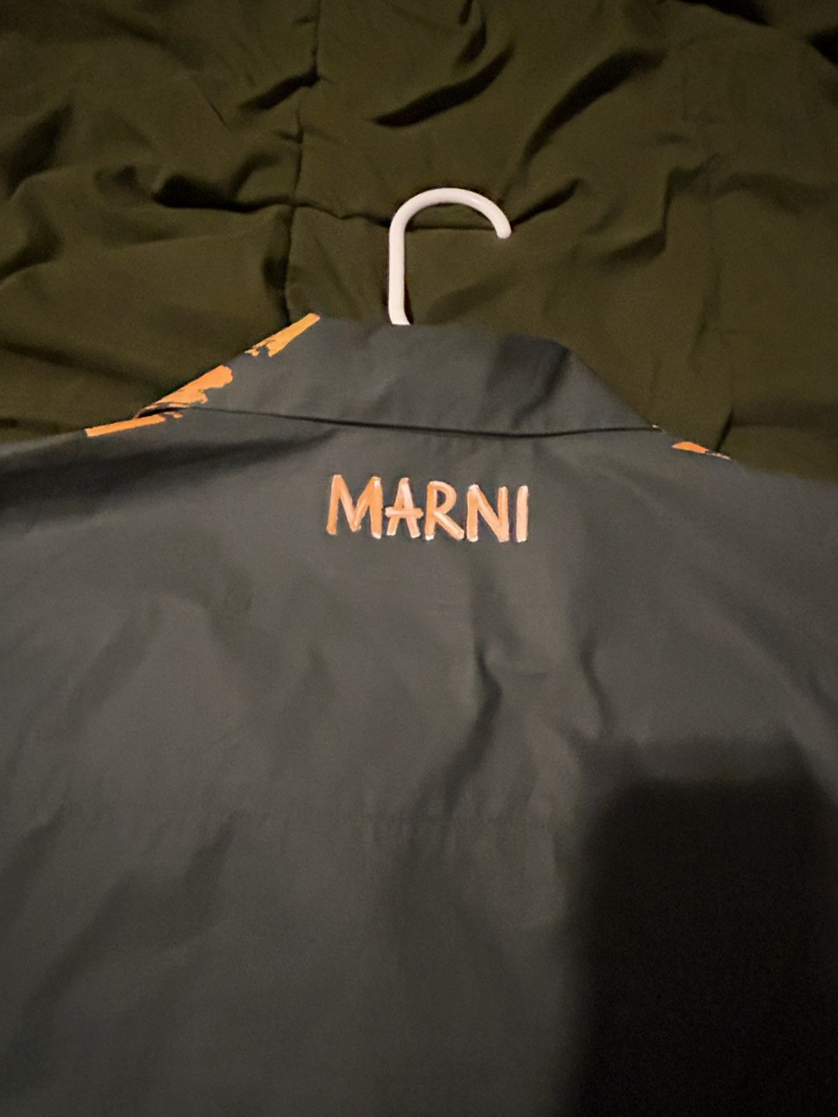 Marni Green Marni short sleeve shirt with orange paint stripe Size US L / EU 52-54 / 3 - 6 Thumbnail
