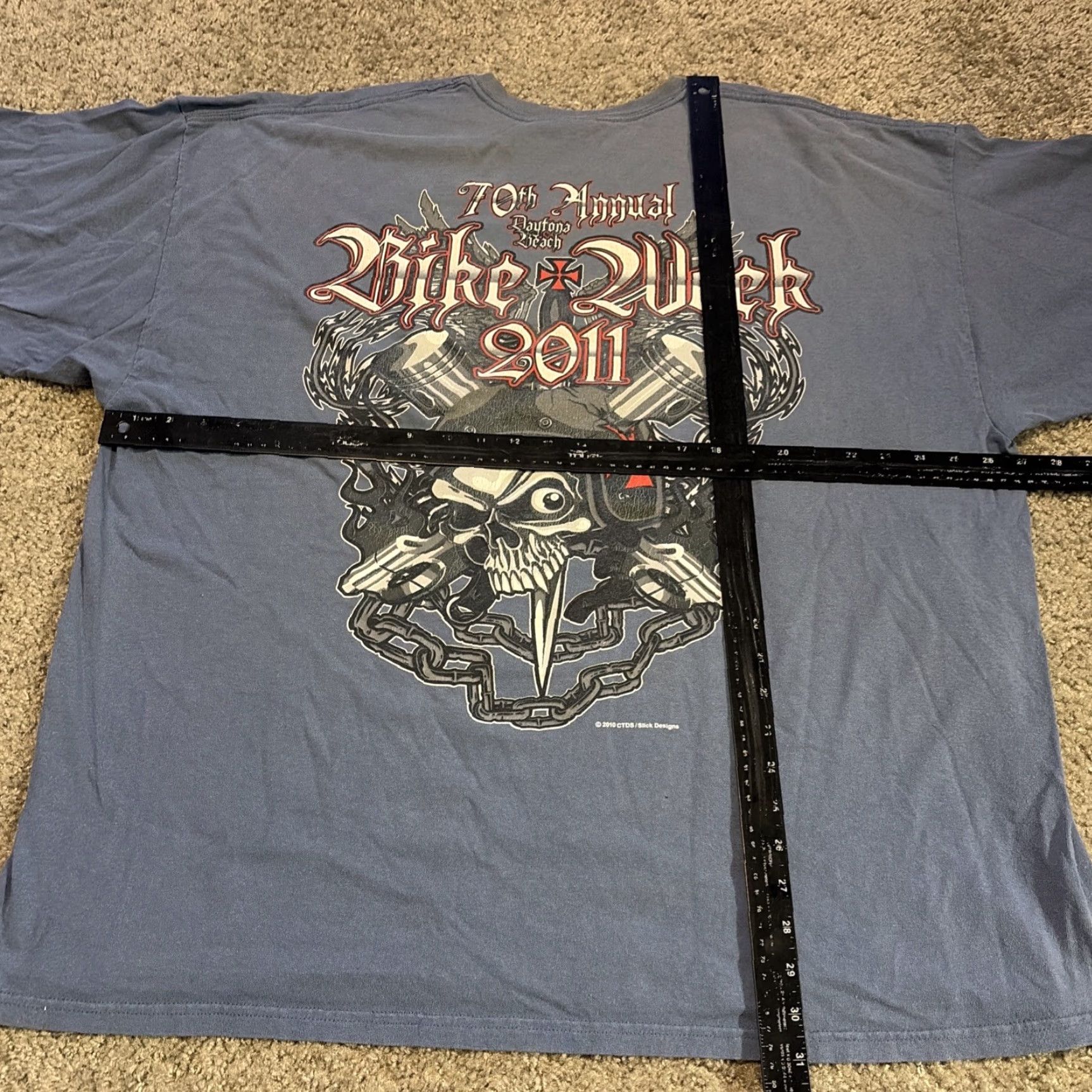 Gildan Daytona Beach Bike Week 2011 Blue Motorcycle Biker Grunge T-Shirt 3XL Mens Gildan Regular Shirt Size US XXL / EU 58 / 5 - 7 Thumbnail