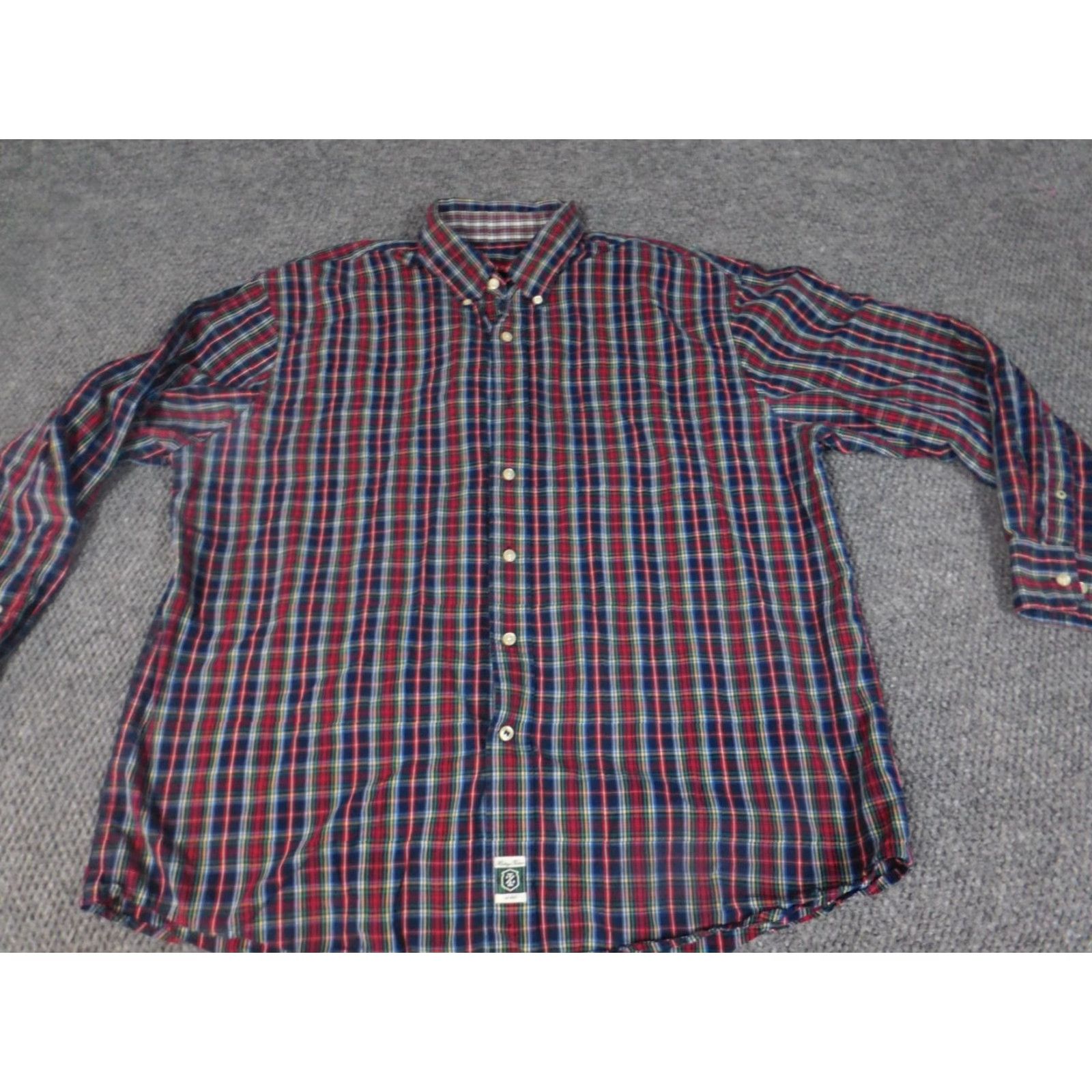 Izod Izod Mens Shirt XL Red Plaid Button-Down Long Sleeve Collar Classic Buttons Knit Breathable Casual Regular Size US XL / EU 56 / 4 - 2 Thumbnail
