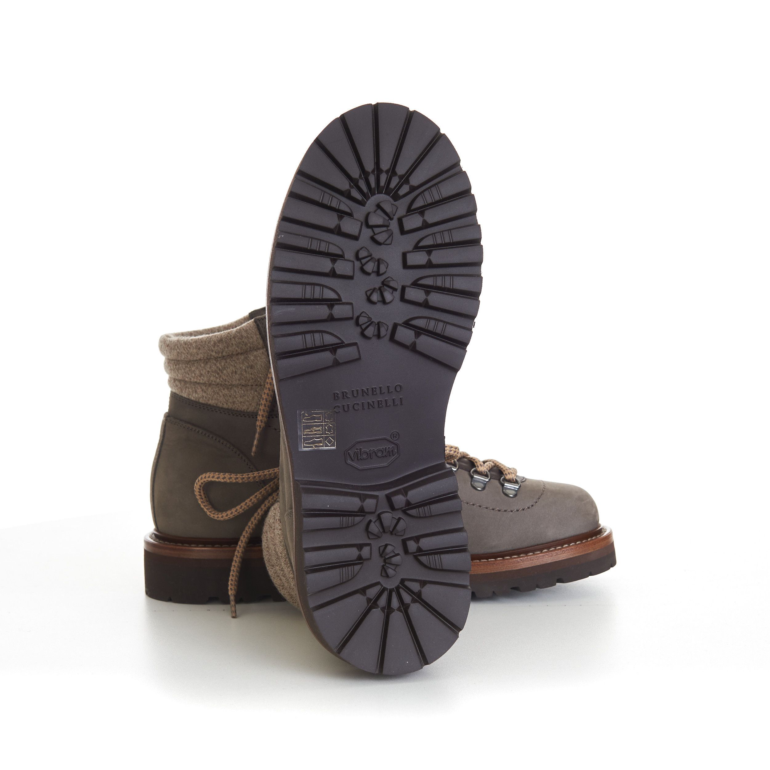Brunello Cucinelli Nubuck Mountain-Style Boots With Wool Diagonal Insert Size US 7 / EU 40 - 10 Thumbnail
