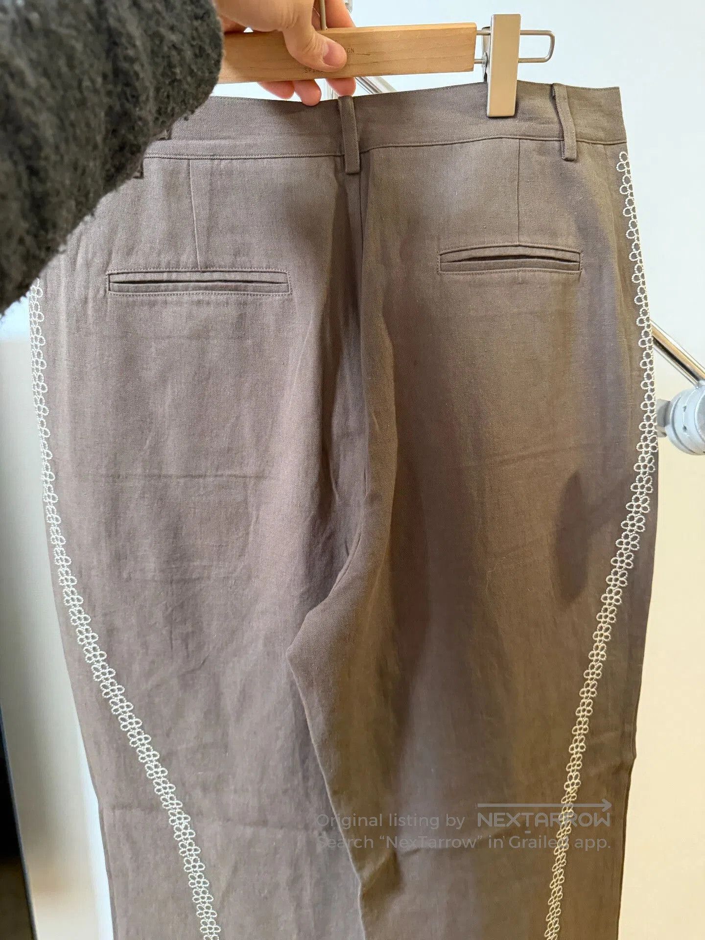 Purdey Embroidered Floral Linen Straight Men's Pants. Size US 36 / EU 52 - 6 Thumbnail