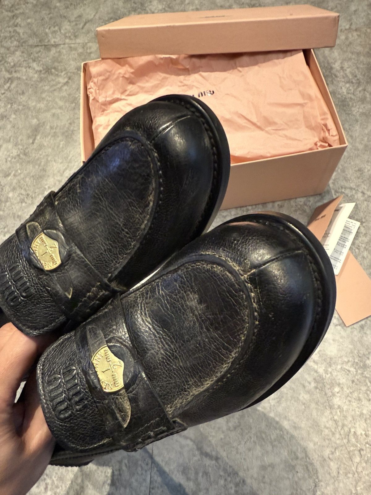 Miu Miu MIU MIU Embellished effect leather penny loafers Size US 12 / IT 42 - 7 Thumbnail