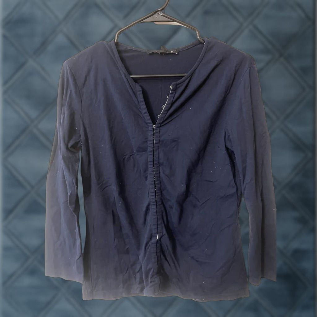 Theory THEORY Womens Blue Cotton Cardigan Sweater Regular Large Long Sleeve Size L / US 10 / IT 46 - 1 Thumbnail