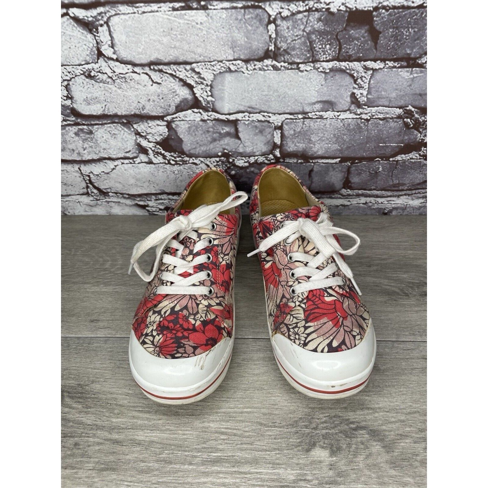 Other Dansko Veda Vegan Red Floral Lace Up Sneaker Clogs Shoes Wom Size US 6.5 / IT 36.5 - 21 Thumbnail