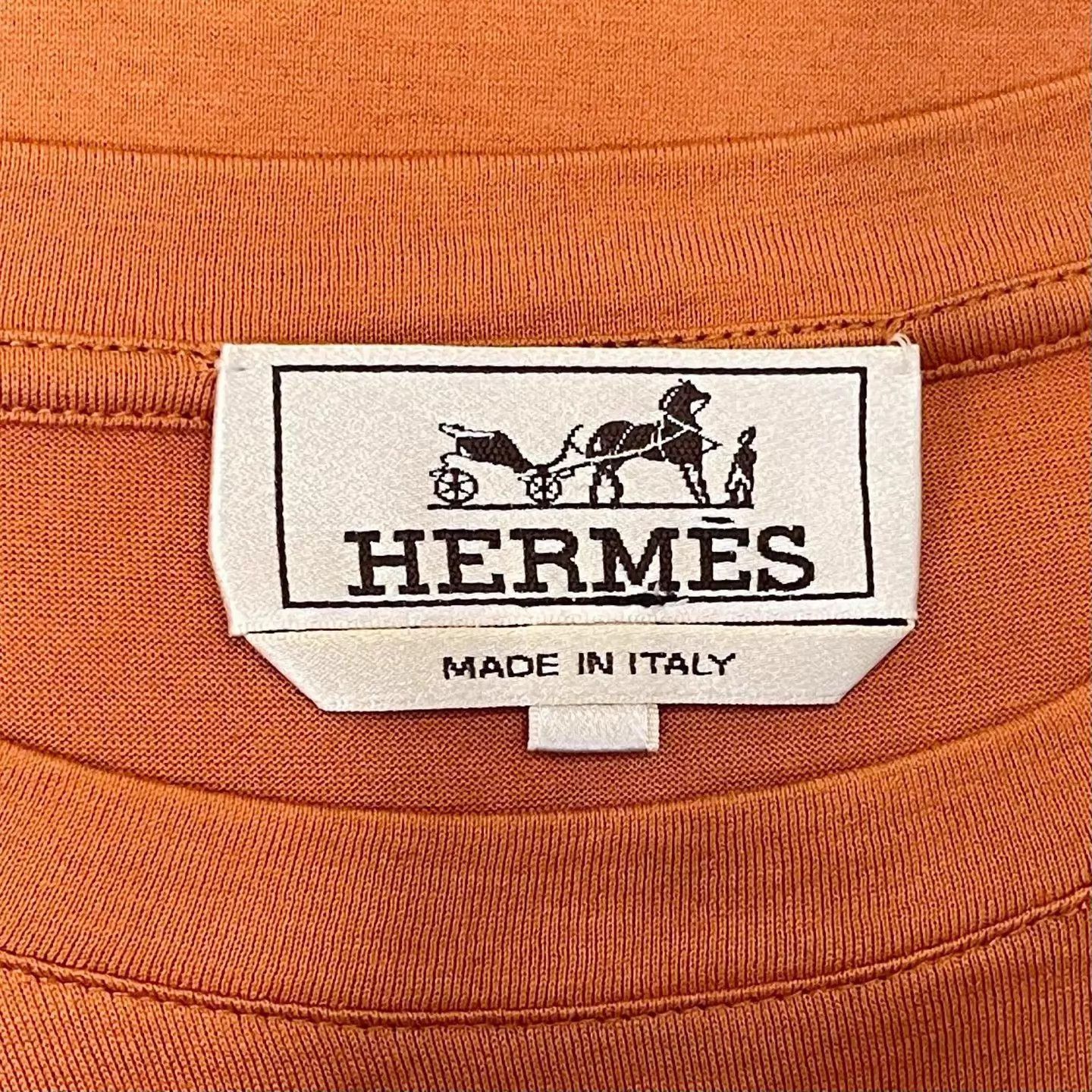 Hermes Hermes orange short-sleeve hand-painted dragon xs Size US XS / EU 42 / 0 - 5 Thumbnail