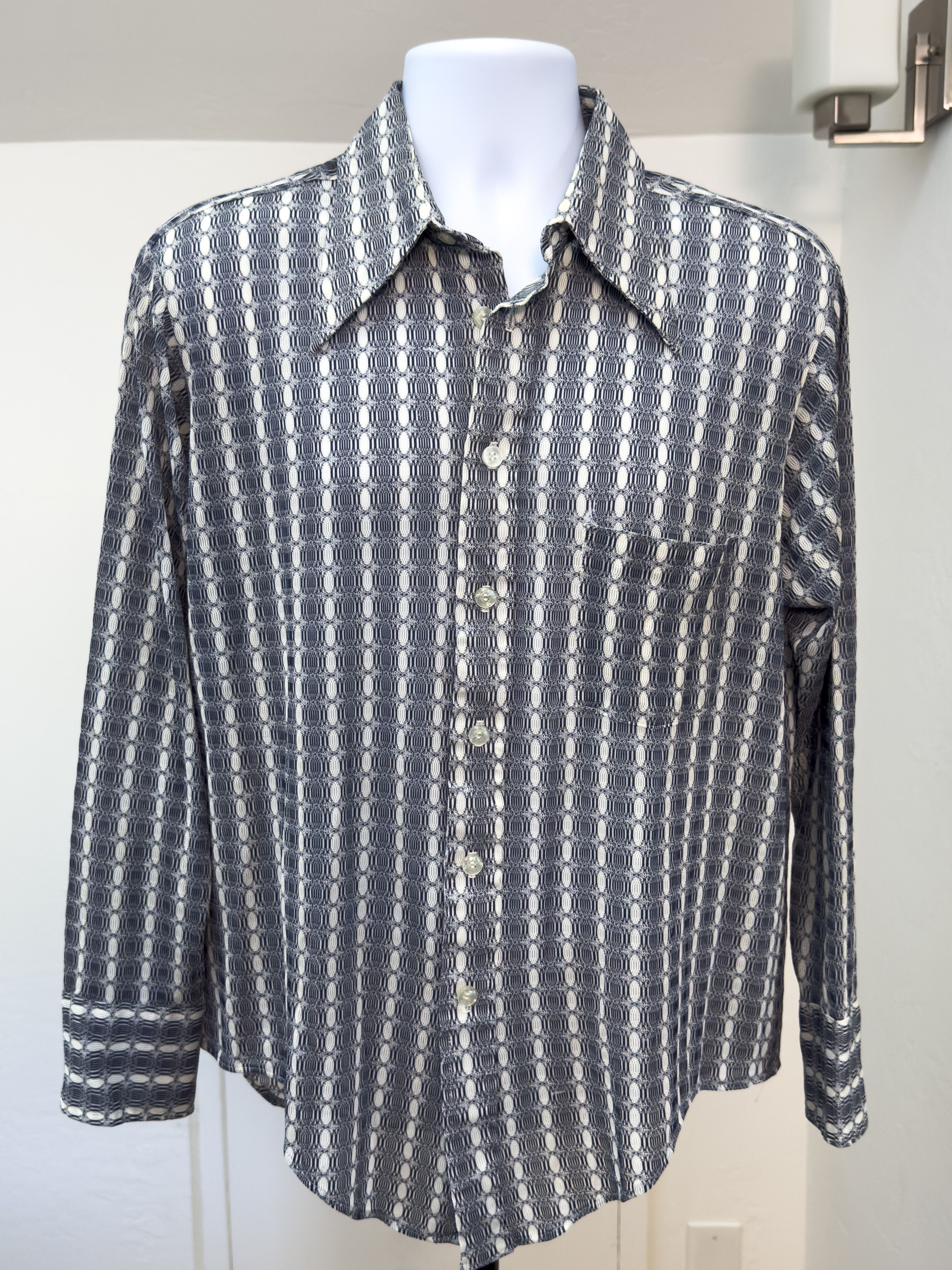 JCPenney Vintage 70s JCP Towncraft Designer Collection Disco Shirt Size US M / EU 48-50 / 2 - 1 Thumbnail