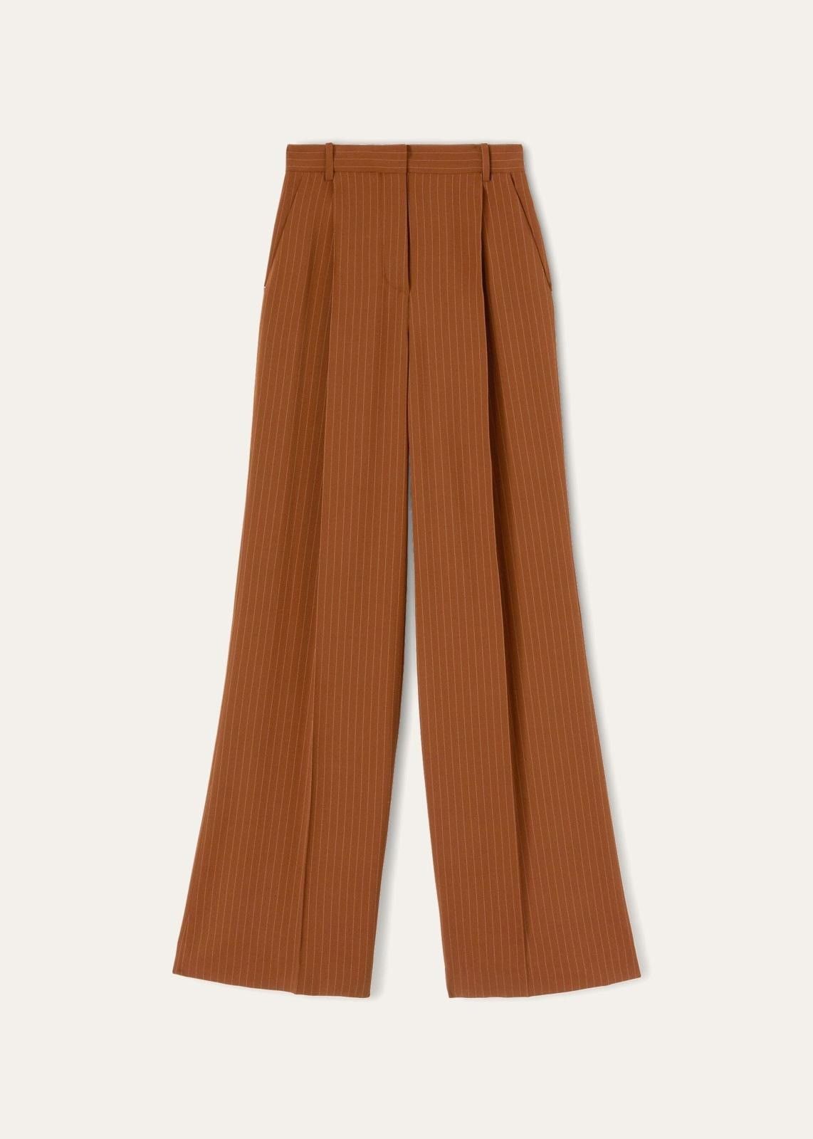 Loro Piana o1srvl11e0824 Jail Chalk Stripes Silk Trouser in Brown Size 28" / US 6 / IT 42 - 1 Thumbnail