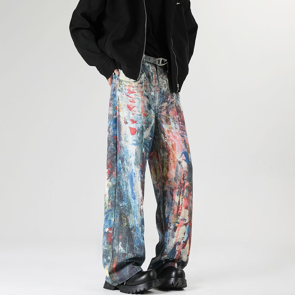 Japanese Brand × Vintage Unique Graffiti Jeans Men Loose Straight Hip Hop Pants Size US 32 / EU 48 - 3 Thumbnail