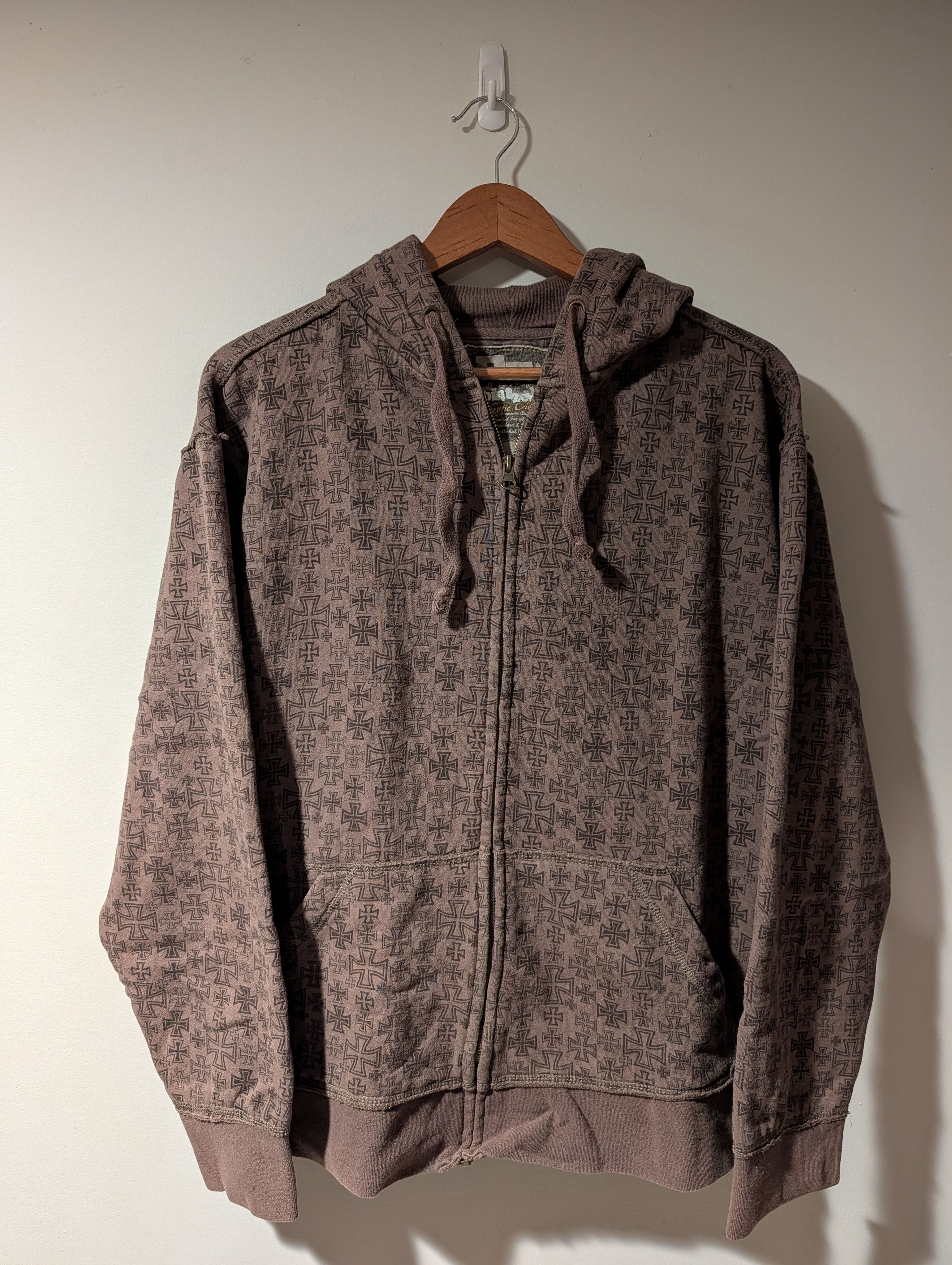 Point Zero Y2K Point Zero Iron Cross Over Print Grunge Full Zip Hoodie Size US M / EU 48-50 / 2 - 1 Thumbnail