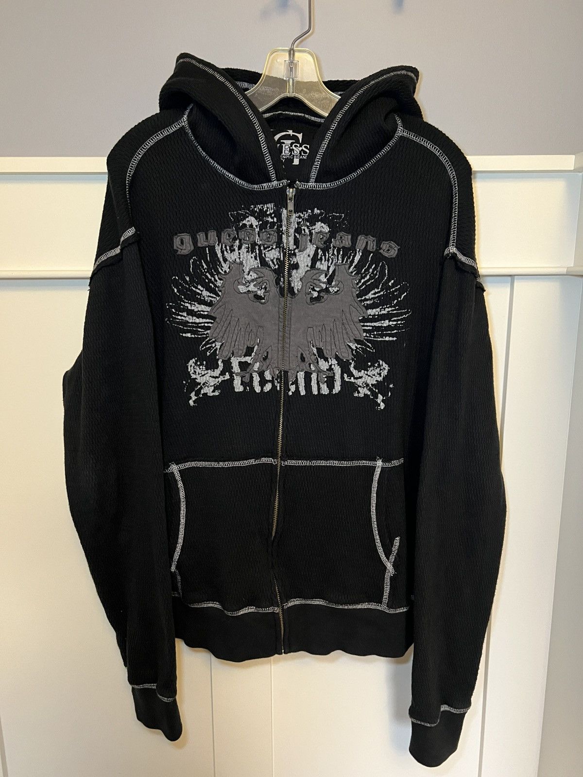 Guess Vintage Guess Jeans knit wing patchwork zip-up hoodie Size US XL / EU 56 / 4 - 1 Thumbnail