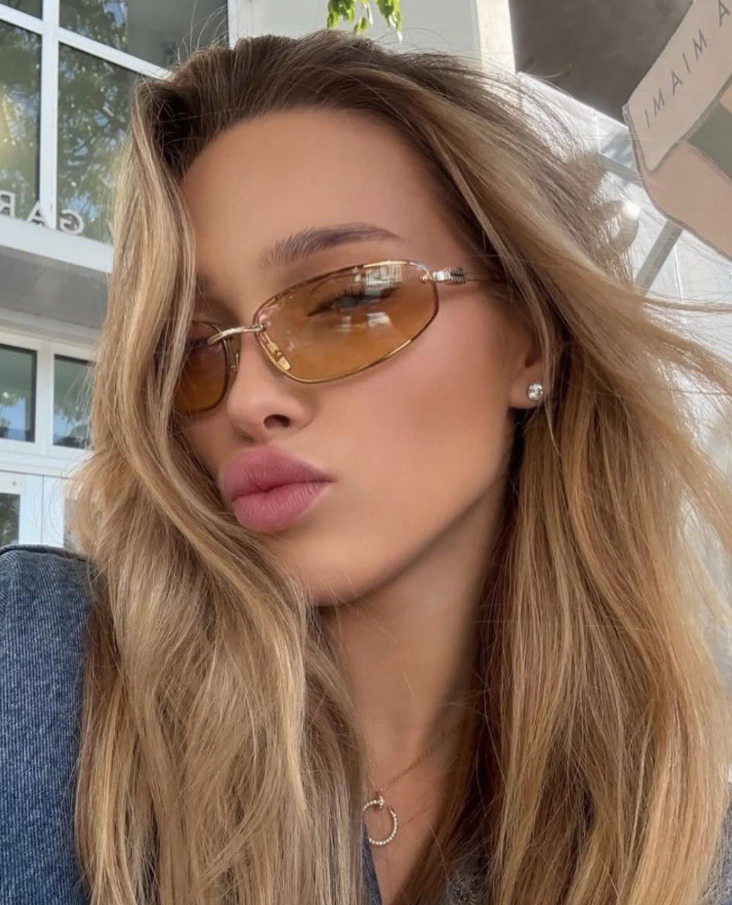 Miu Miu Miu Miu MUA50S 5AK7R1 Sunglasses Gold Rectangle Frame Size ONE SIZE - 8 Thumbnail