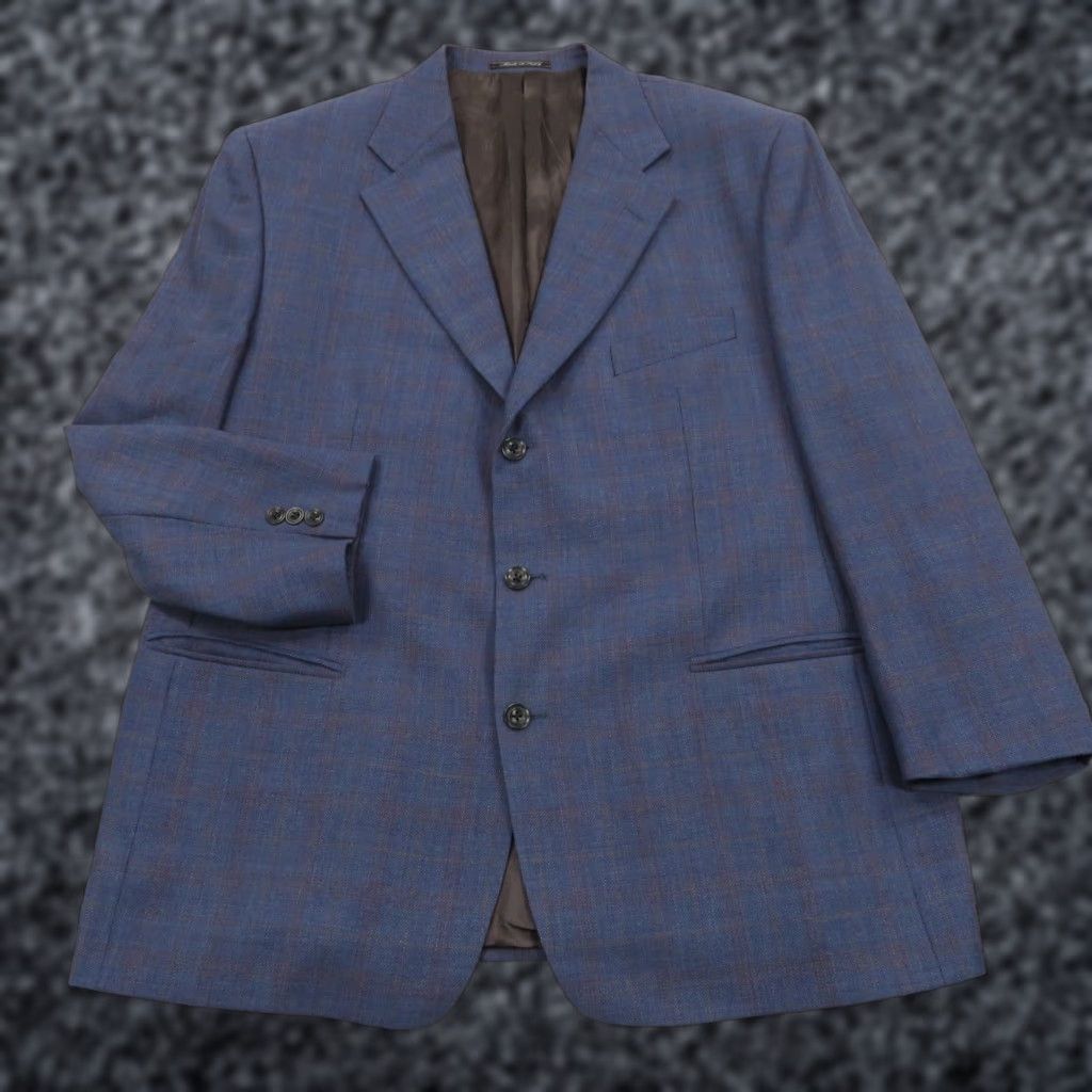 Lubiam Lubiam Blazer 48R High Twist Virgin Wool 3/2 Roll Check Sport Coat LMB 1911 Mens Size 48R - 1 Thumbnail