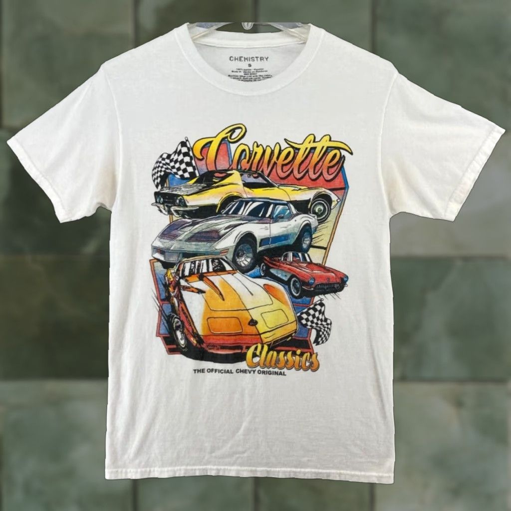 Alchemist Real Chemistry Corvette Cars Mens TShirt Small White Graphic Print Vintage No Size US S / EU 44-46 / 1 - 1 Thumbnail
