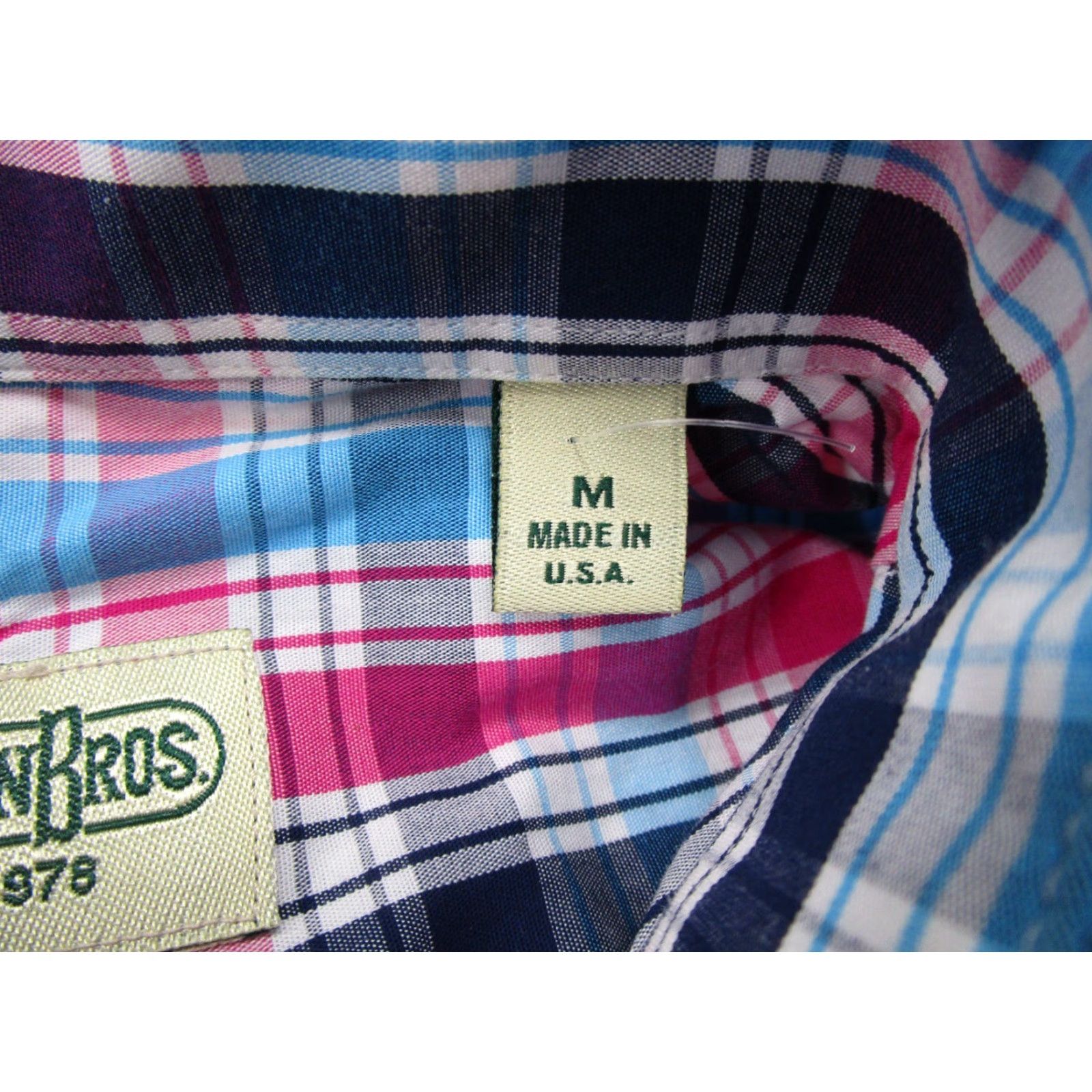 Pinko Gitman Bros. Pink Plaid Long Sleeve Dress Shirt Mens Size M USA Made Career Size 40R - 3 Thumbnail