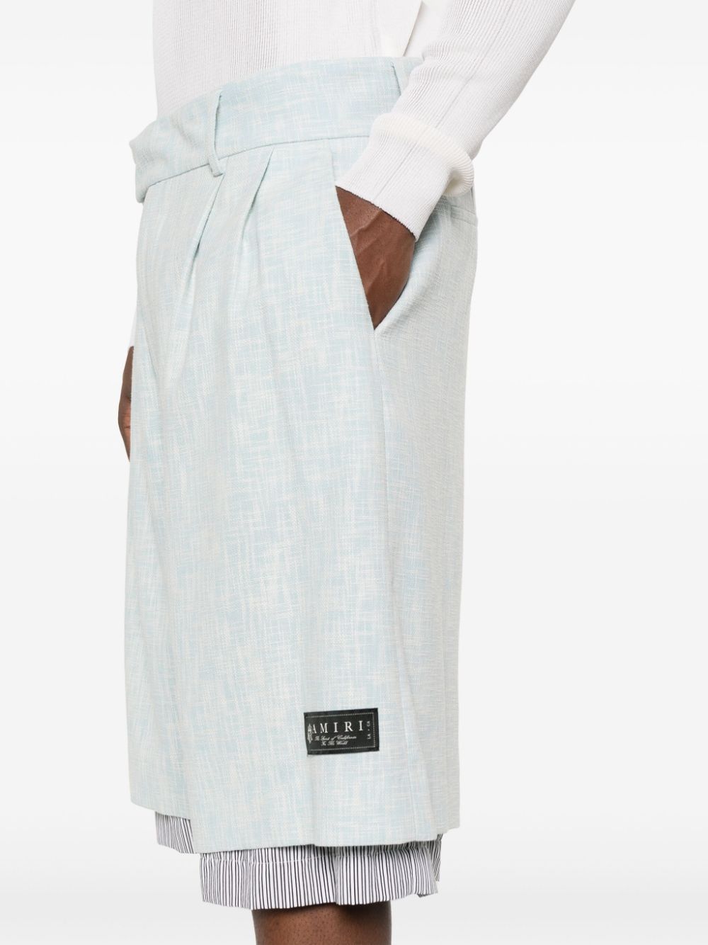 Amiri oc11z0525 Cross Hatch Layered Skater Short in Gray Dawn Size US 34 / EU 50 - 6 Thumbnail