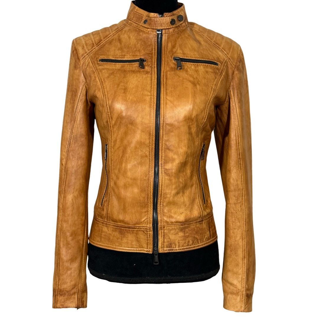 Other Florence Moon Italy Cognac Leather Moto Jacket – XS -NWT Size XS / US 0-2 / IT 36-38 - 2 Thumbnail