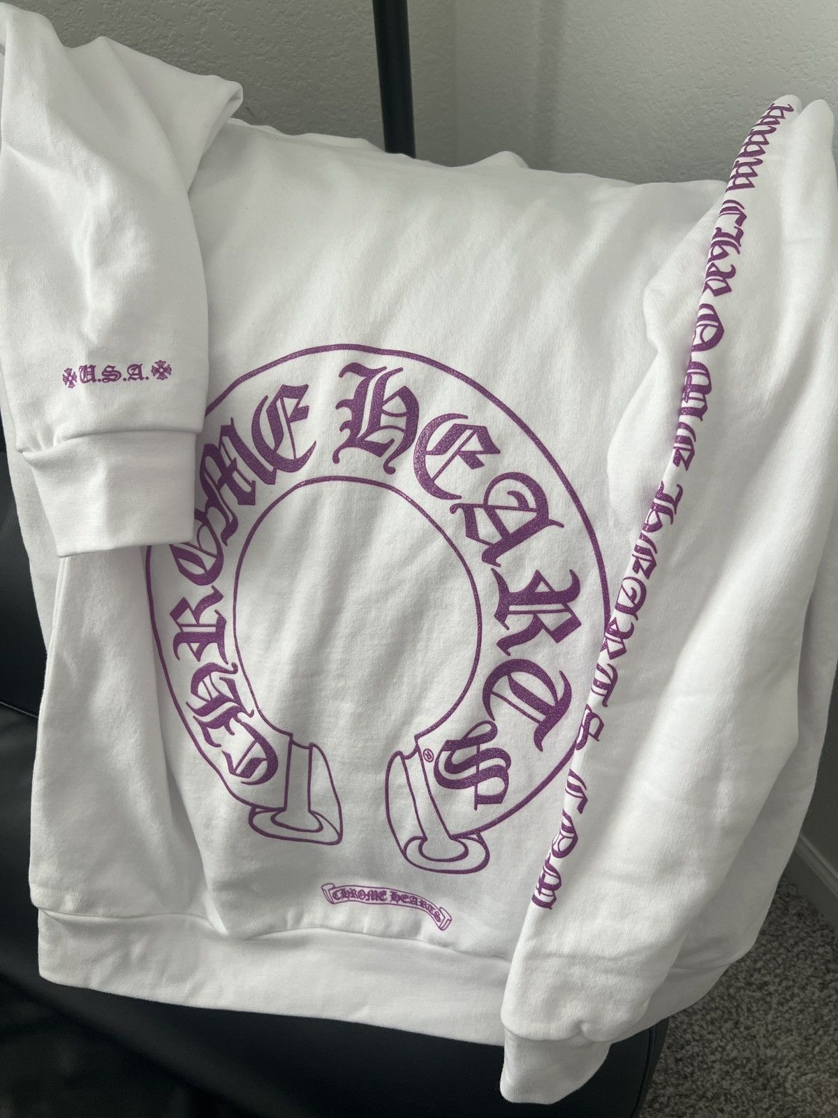 【CHROME HEARTS】Purple Glitter Hoodie Chrome Hearts WWW.CHROMEHEARTS.COM Hoodie Purple Glitter
