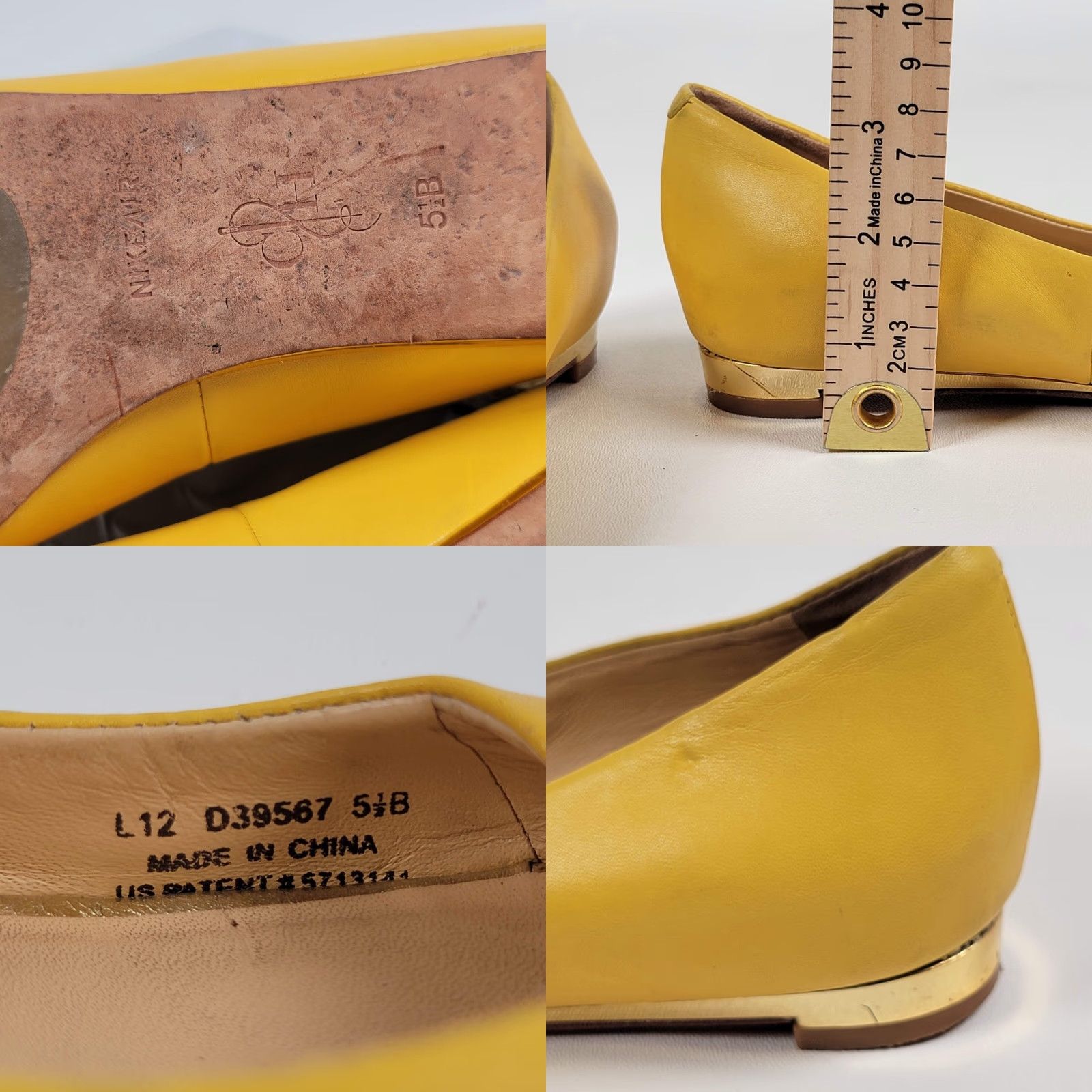 Cole Haan VINTAGE Cole Haan Womens Flat Peep Toe Leather Slip On Yellow 5.5 B Leather Lining Breathable Comfort Lightweight 80s City Metal Size M / US 6-8 / IT 42-44 - 8 Thumbnail