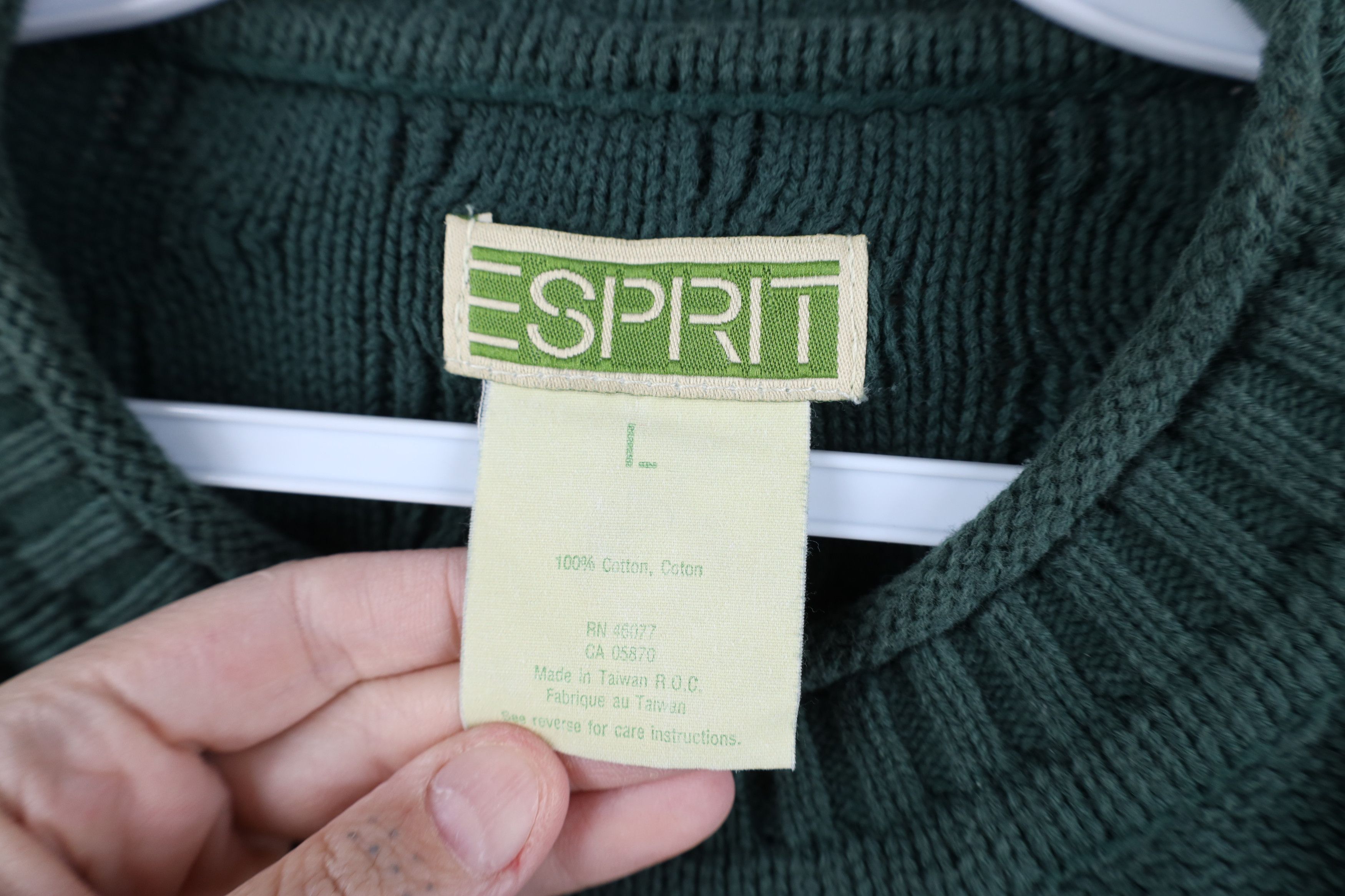 Esprit Vintage 90s Esprit Babydoll Marled Knit Sweater Green Cotton Size L / US 10 / IT 46 - 8 Thumbnail