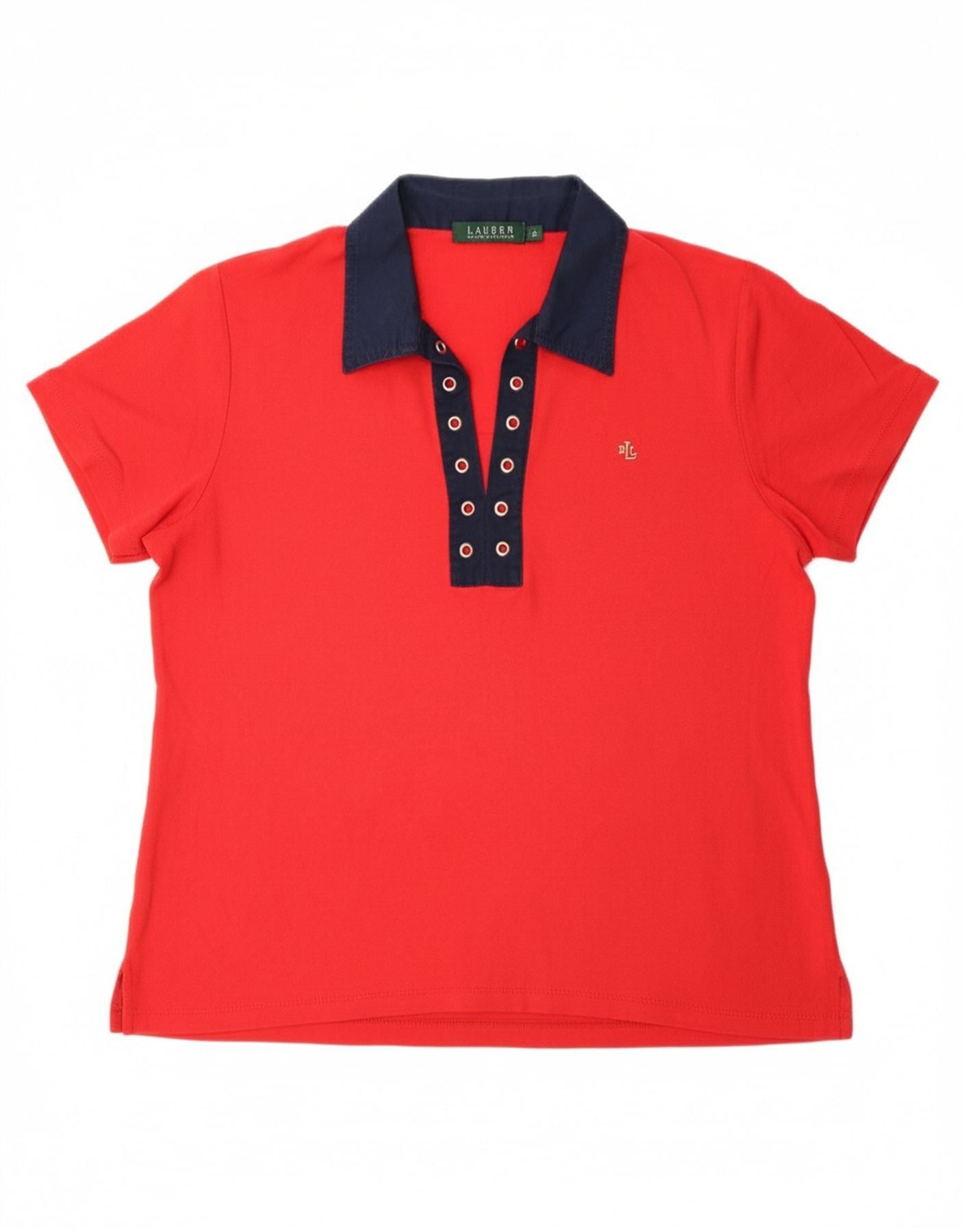 Ralph Lauren Womens Overd Polo Shirt UK 16 Large Red Cotton Size XL / US 12-14 / IT 48-50 - 1 Thumbnail