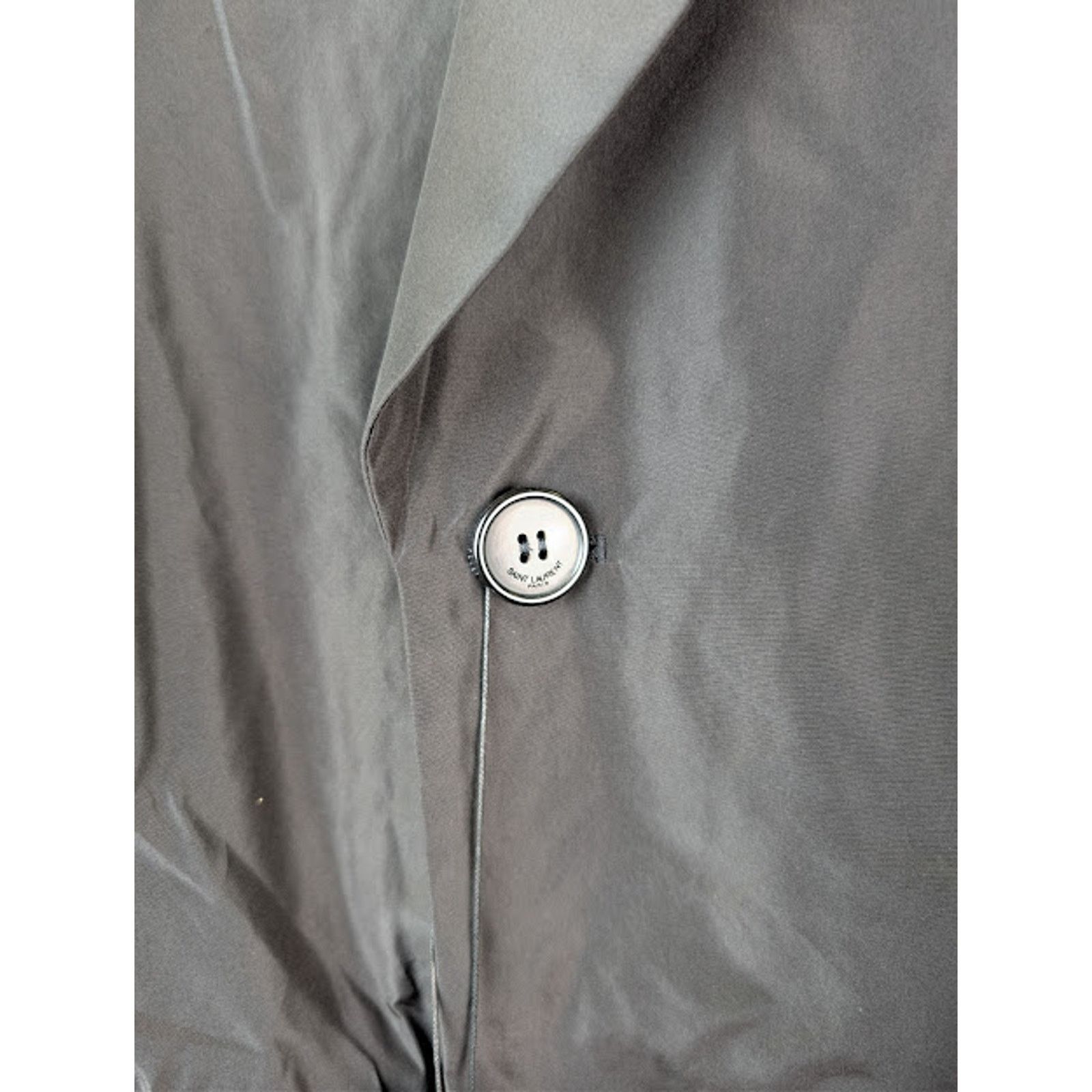 Saint Laurent Paris o1rshd1 Double-Breasted 6-Button Taffeta Coat in Black Size US L / EU 52-54 / 3 - 8 Thumbnail