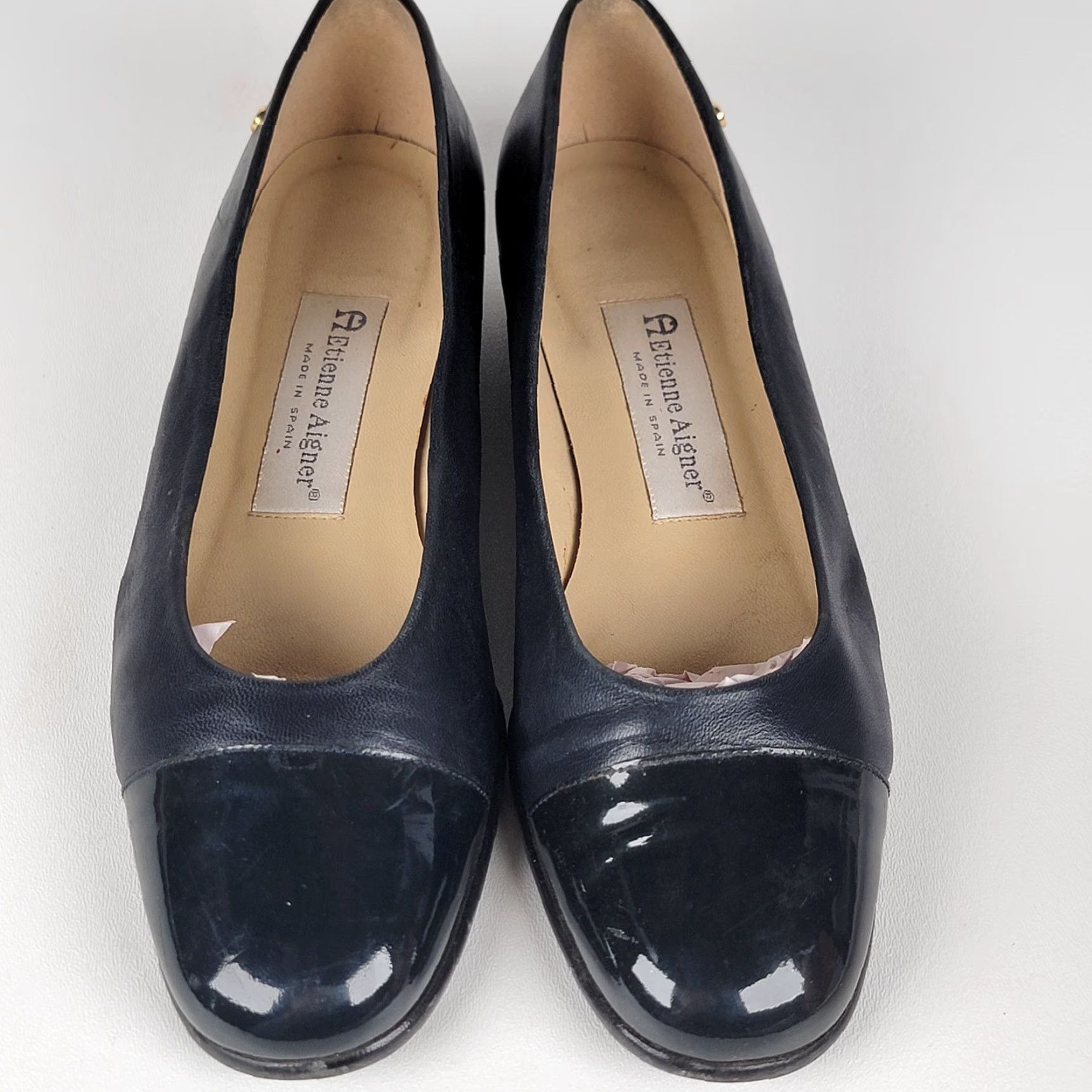 Etienne Aigner Etienne Aigner Ladies Strada Pumps Shoes Black Leather Square Toe 7M Slip On Heel Cone Cap Toe Womens Shoes Size US 7 / IT 37 - 2 Thumbnail
