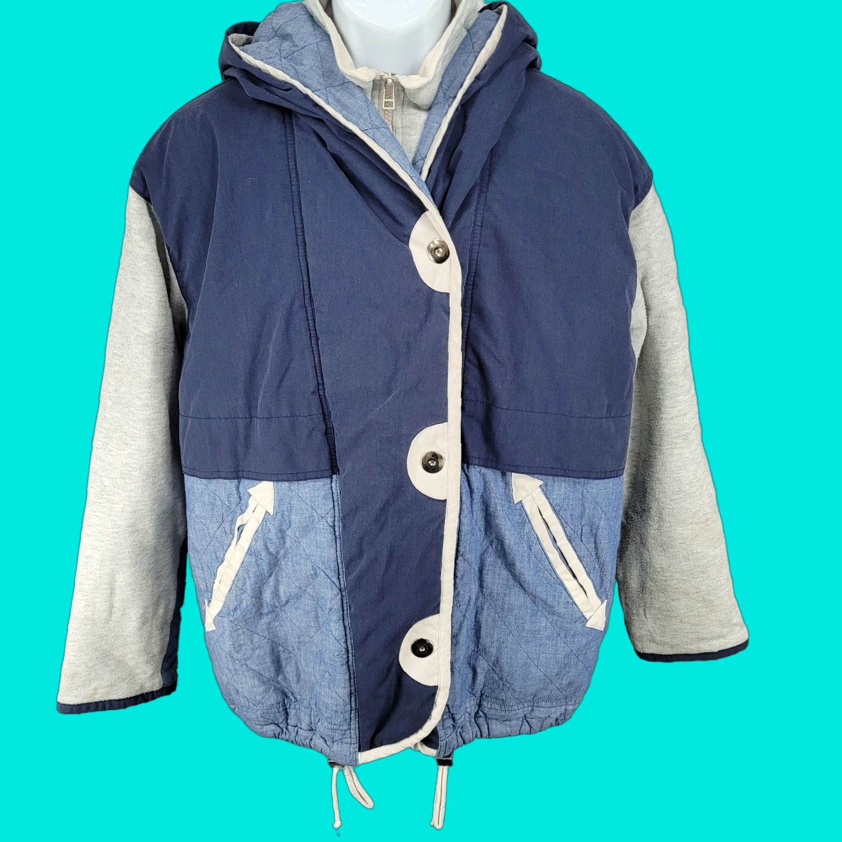 Vintage VINTAGE Andy Johns Blue Retro Hooded Insulated Quilted Layered Jacket Size Medium M Size M / US 6-8 / IT 42-44 - 1 Thumbnail