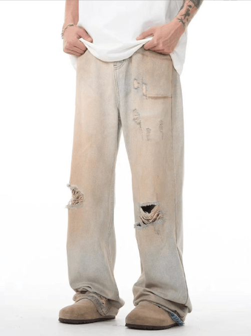 Japanese Brand × Jean Men's washed distressed loose washed ripped jeans Size US 32 / EU 48 - 3 Thumbnail