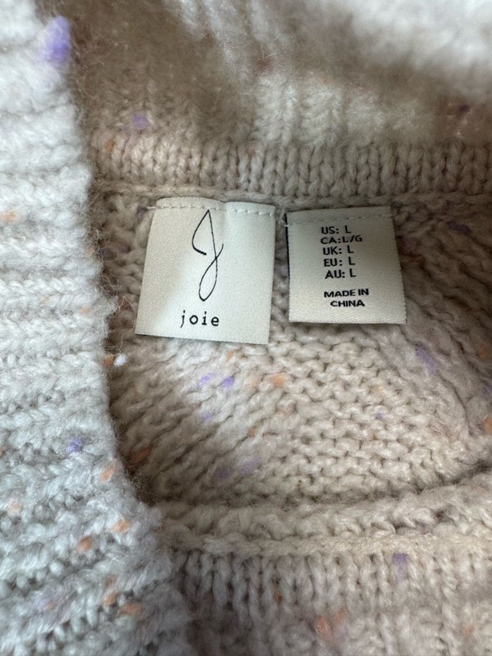 Joie NWT New Joie Cream Cable Knit Wool Blend Mock Neck Sweater Size L / US 10 / IT 46 - 5 Thumbnail