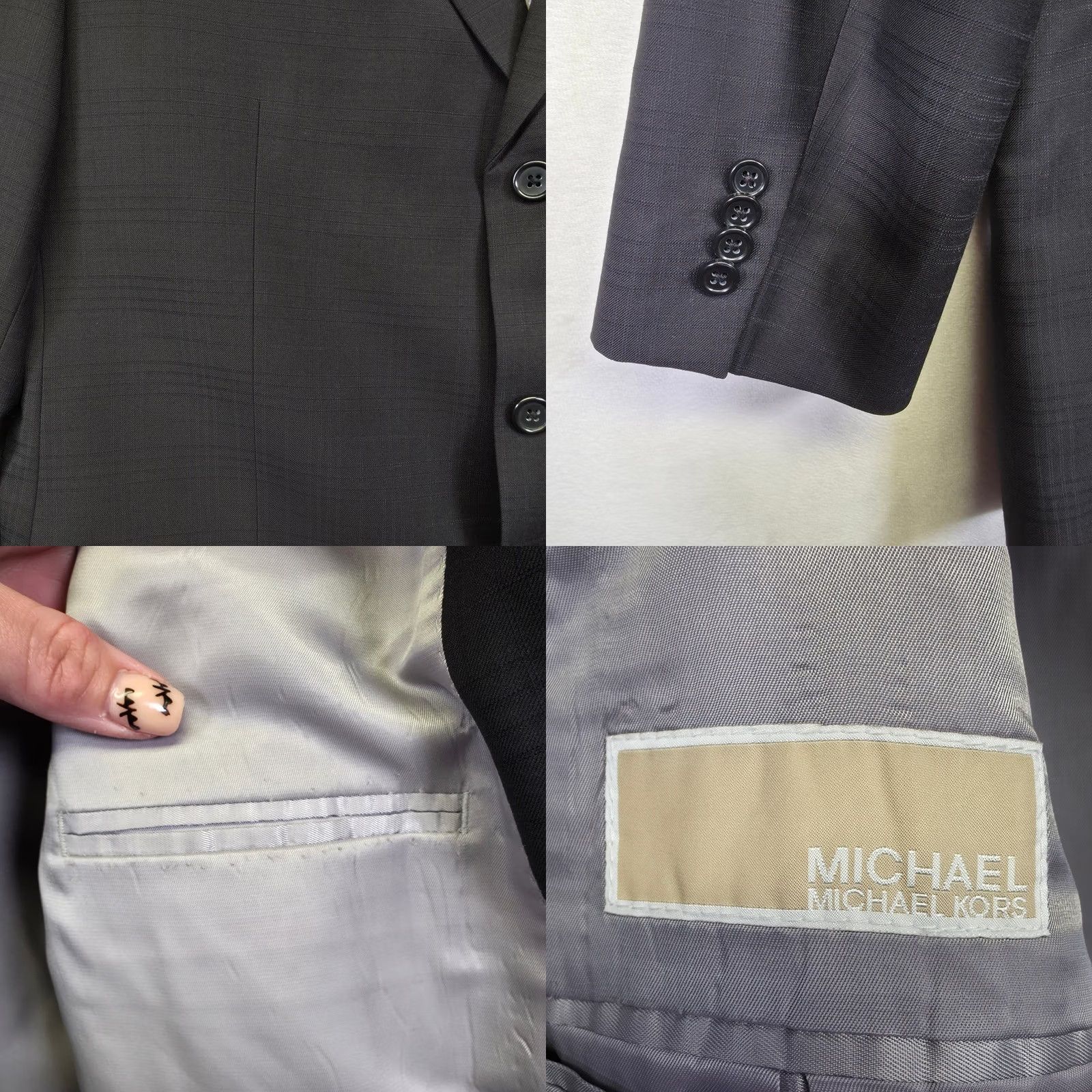 Vintage Michael Kors Blazer Mens 42R Black Wool Sport Coat Classic Formal Office Preppy Size 42R - 9 Thumbnail