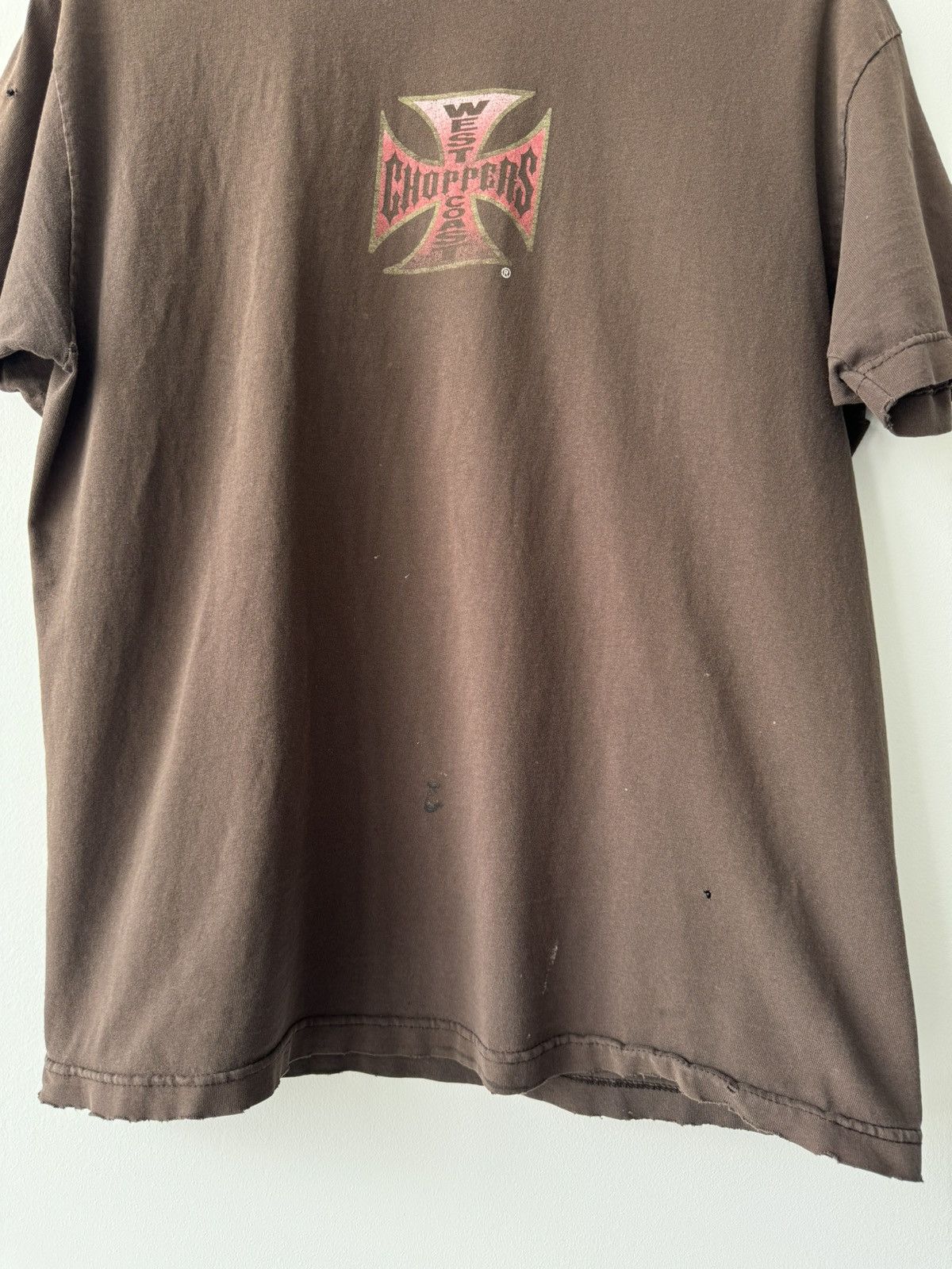 Vintage VINTAGE WEST COAST CHOPPERS WCC BROWN T SHIRT RARE THRASHED Size US L / EU 52-54 / 3 - 5 Thumbnail