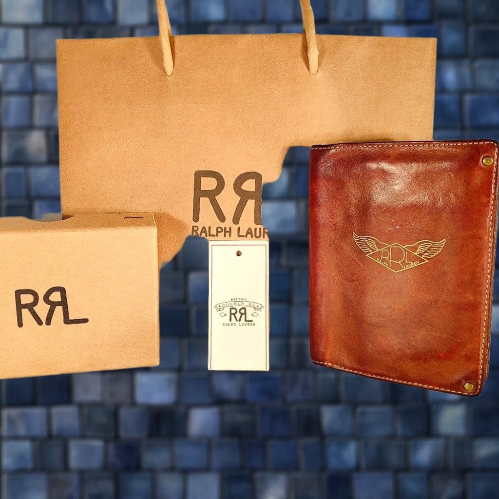 Ralph Lauren RRL Ralph Lauren Wallet Bag Card Holder A-2 Type Logo Eagle Brown Leather Pre-owned Unisex Folding Bifold Card Wallet Mens Womens Boys Girls Size ONE SIZE - 1 Thumbnail